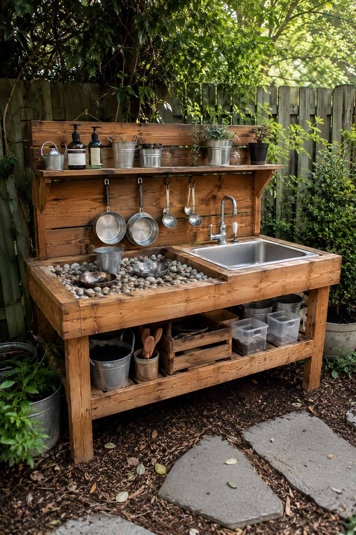 Mud Kitchen With Pebble Wash Station