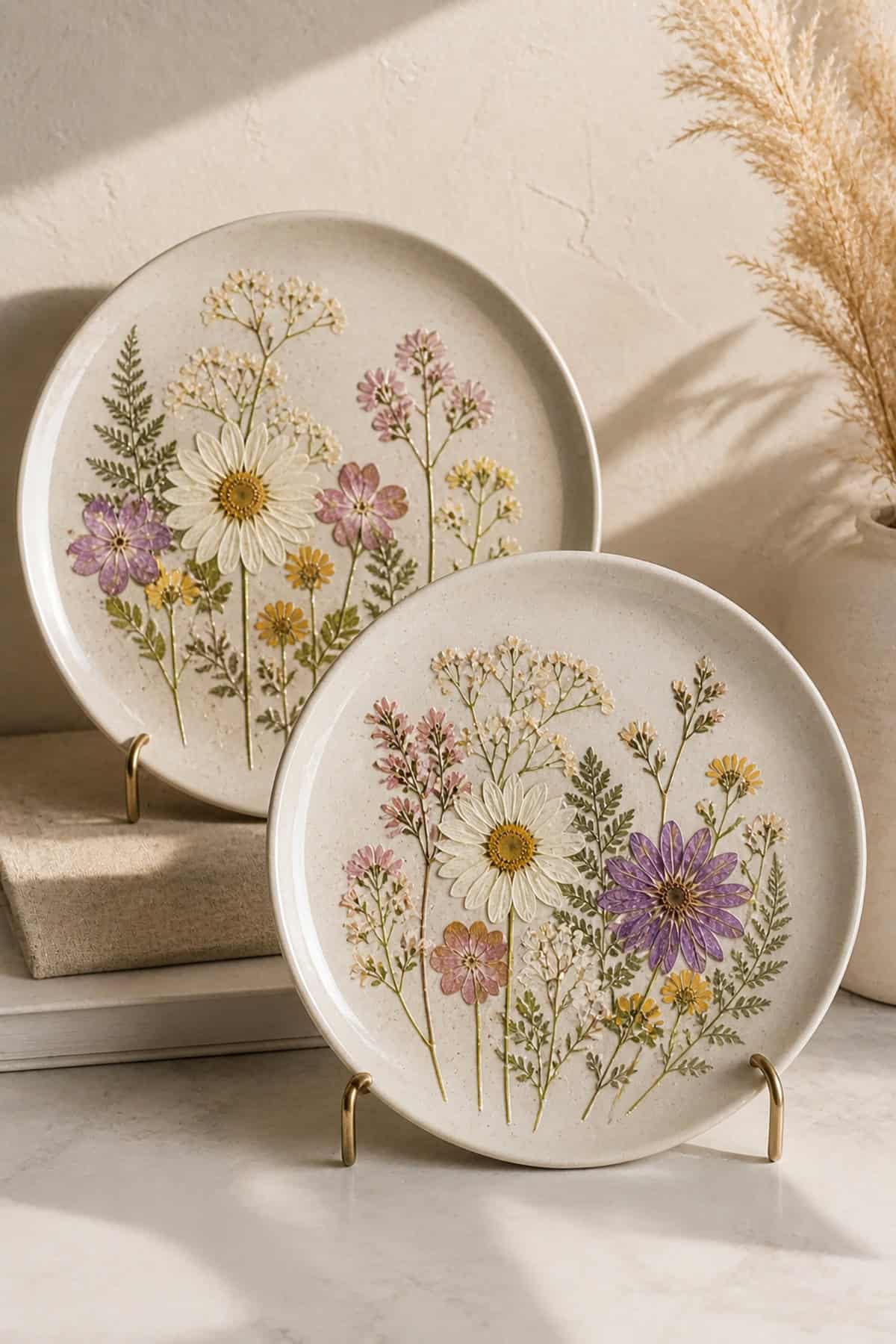 Pressed Flower Decorative Plates