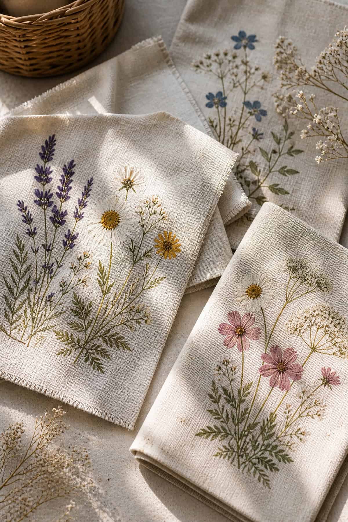 Pressed Flower Fabric Transfer Art