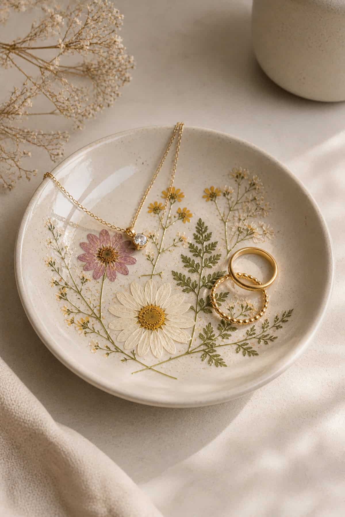 Pressed Flower Jewelry Dish