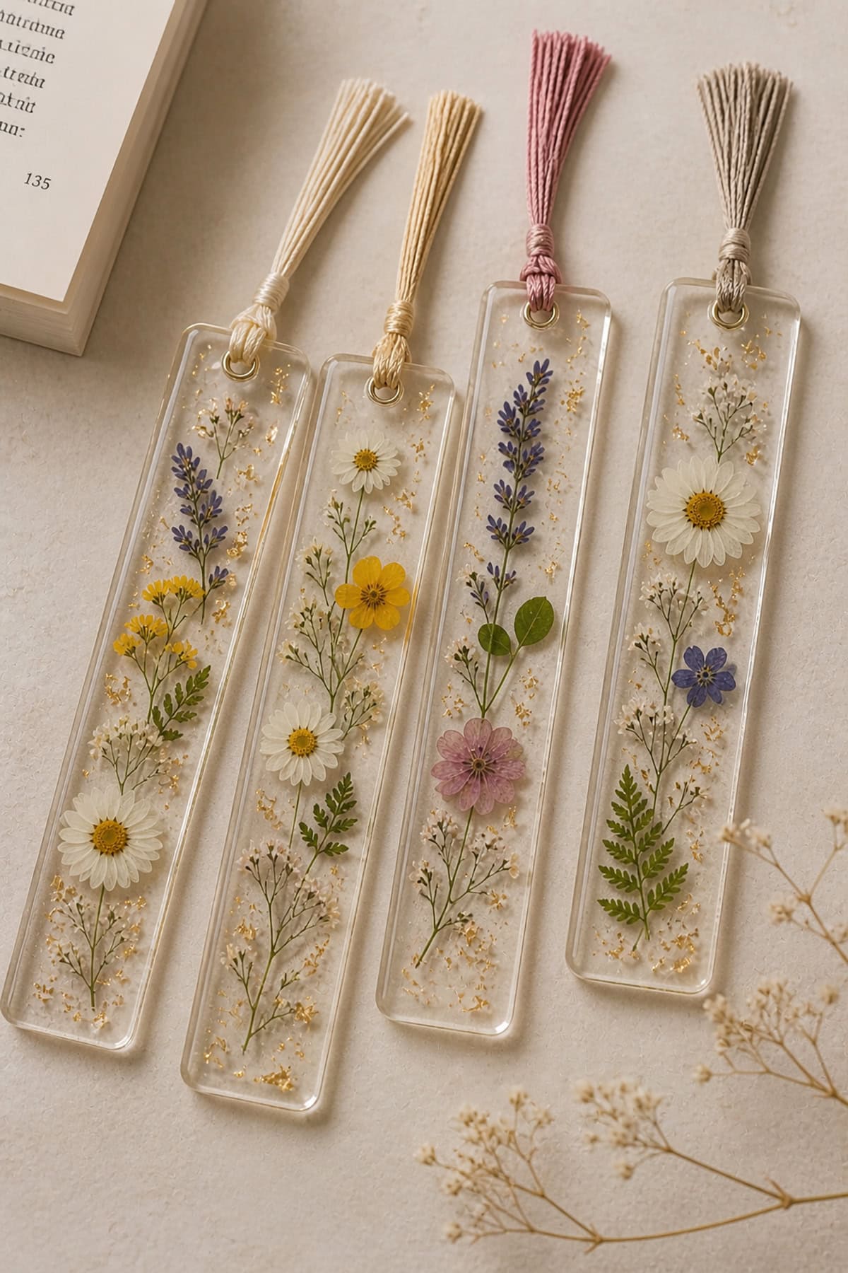Pressed Flower Resin Bookmarks