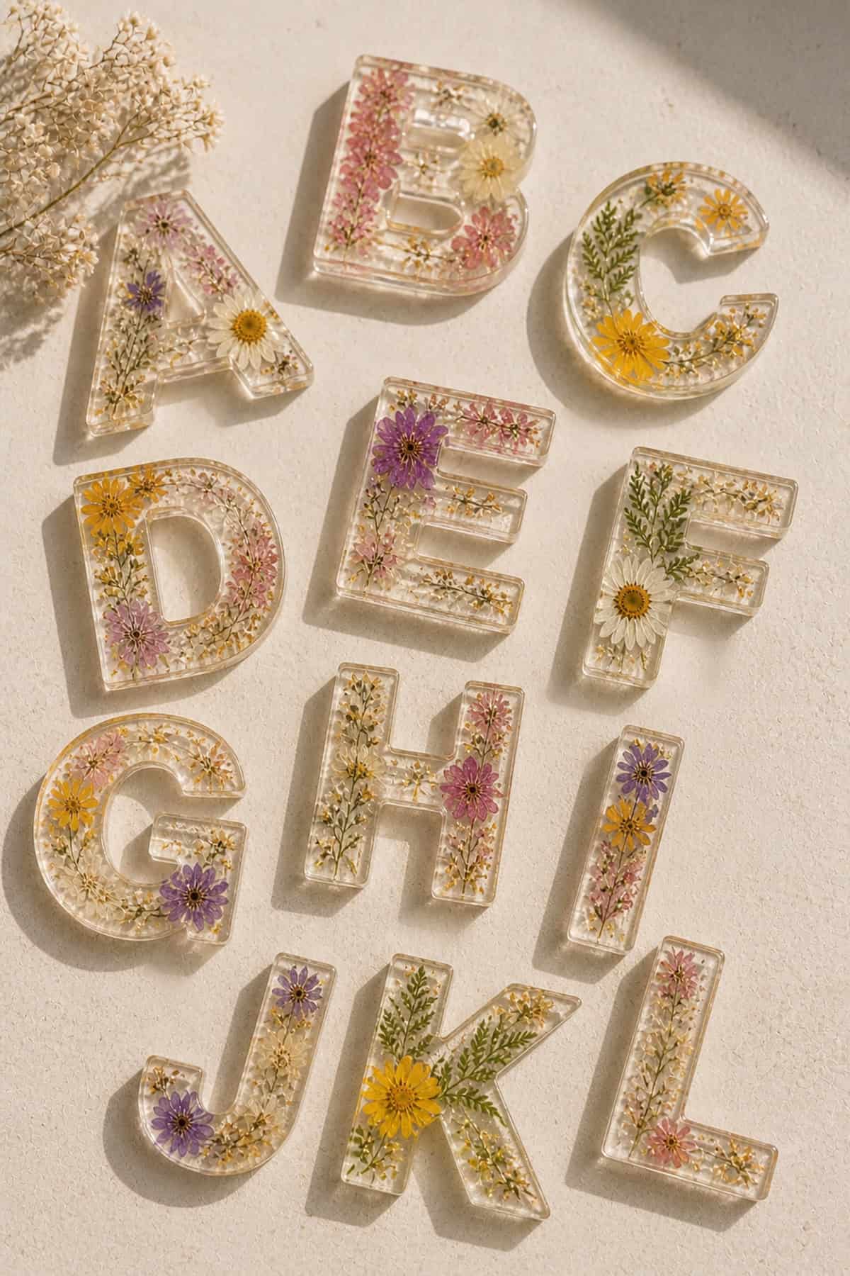 Pressed Flower Resin Letters