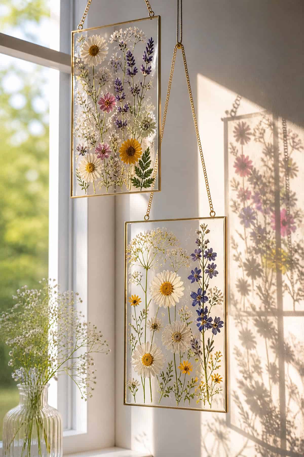 Pressed Flower Resin Light Catcher Panels