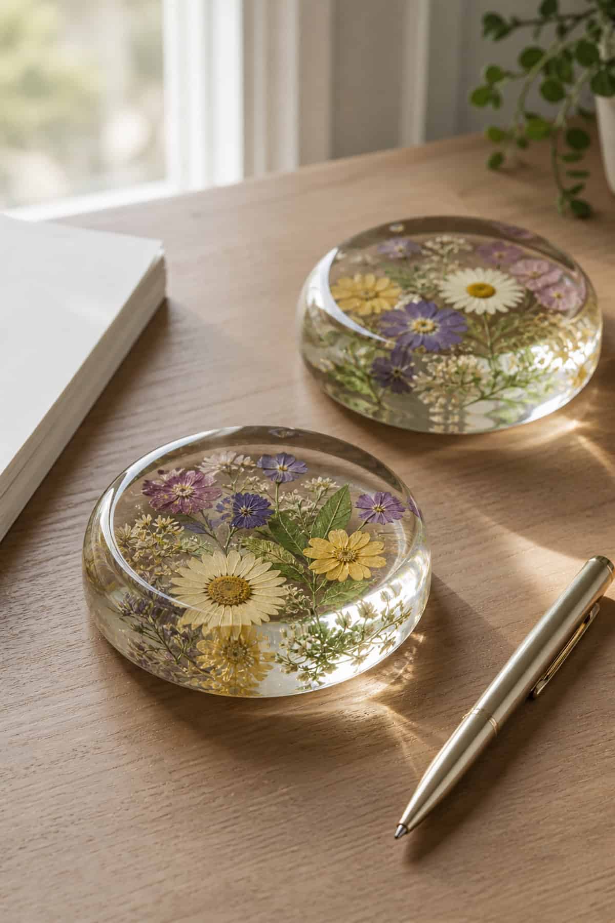 Pressed Flower Resin Paperweights