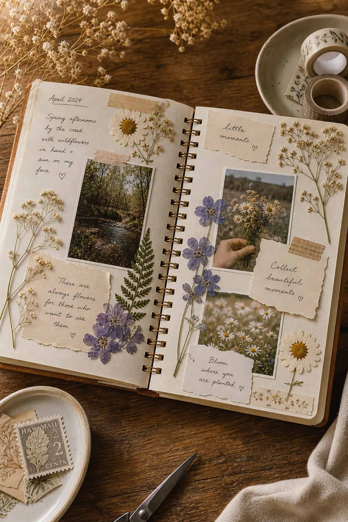 Pressed Flower Scrapbook Pages