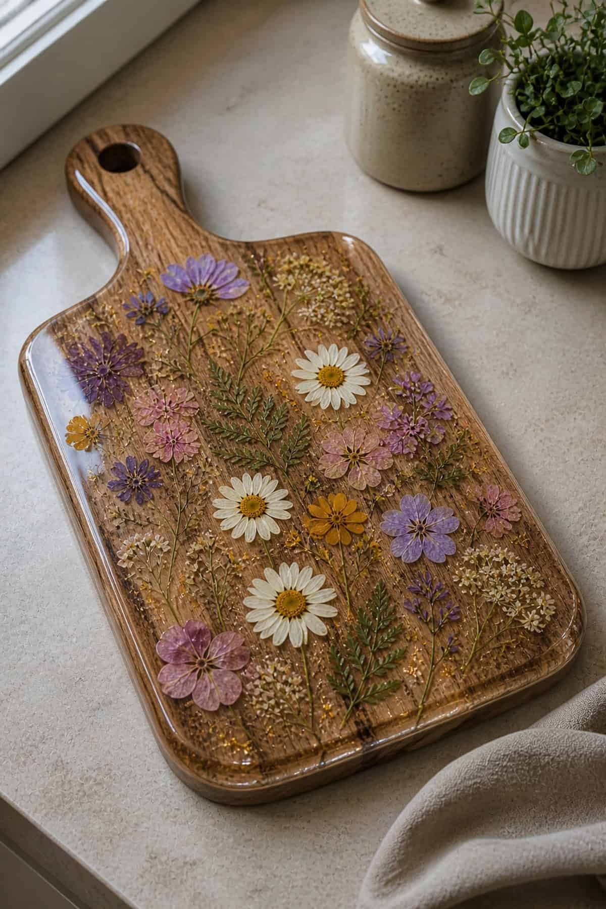 Pressed Flower Serving Board (Resin Top)