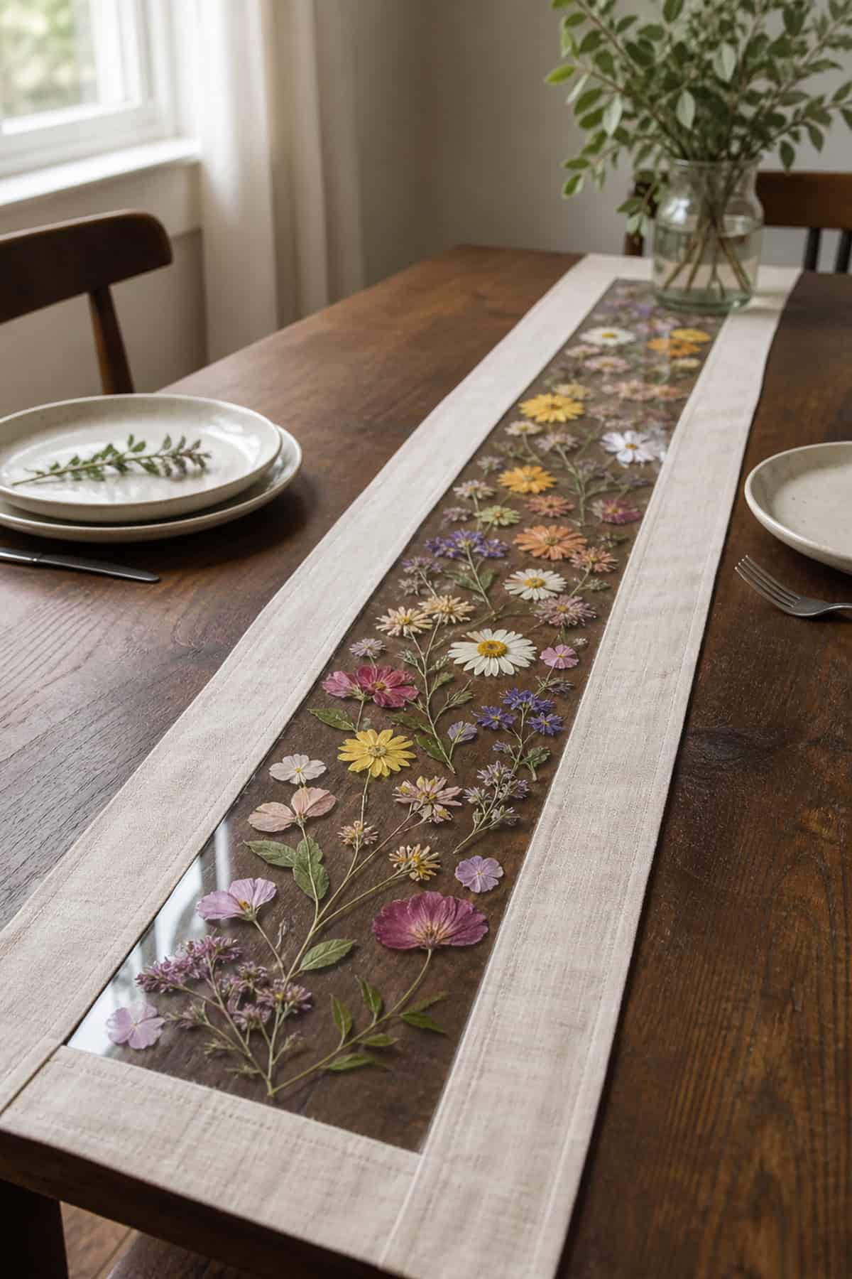 Pressed Flower Table Runner Inserts