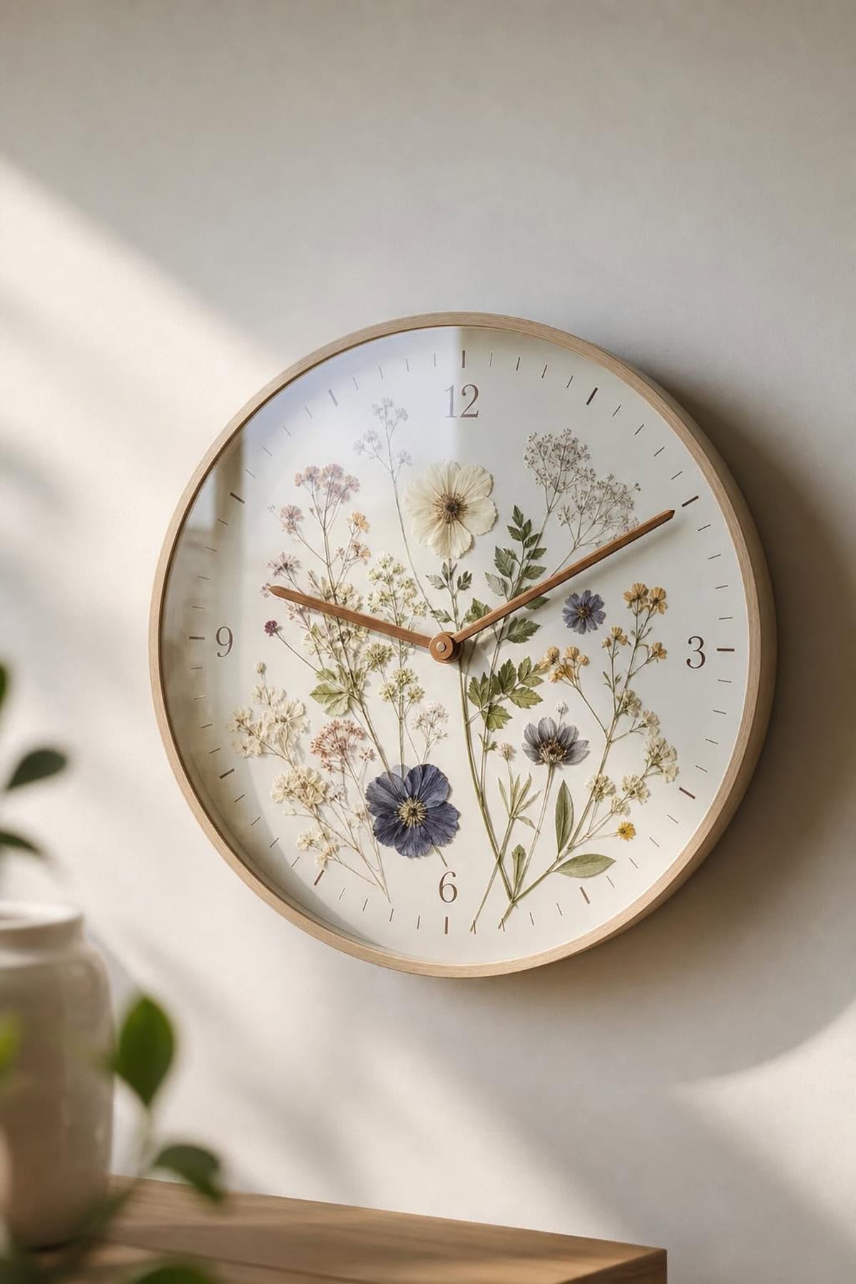 Pressed Flower Wall Clock Face