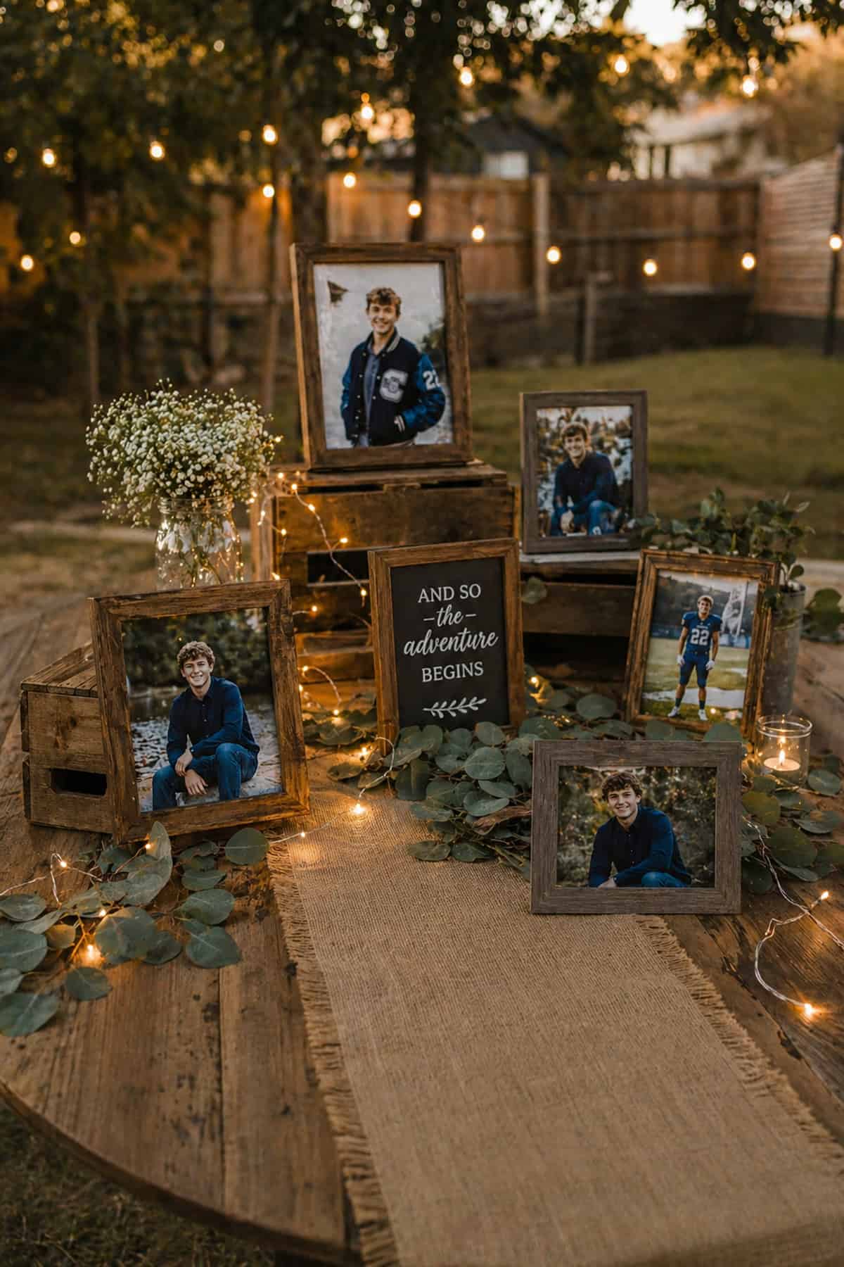 Rustic Wood And String Light Table