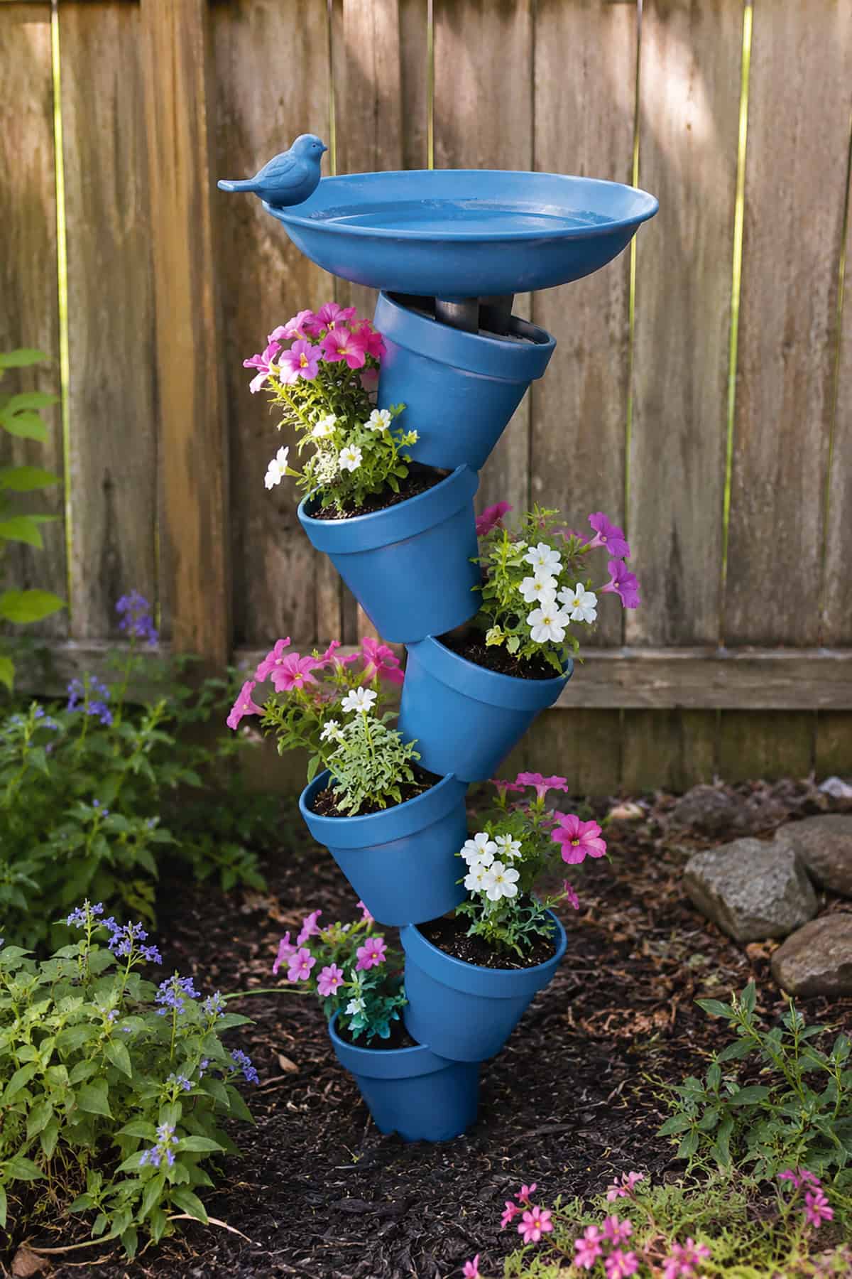 Stacked Flower Pot Bird Bath