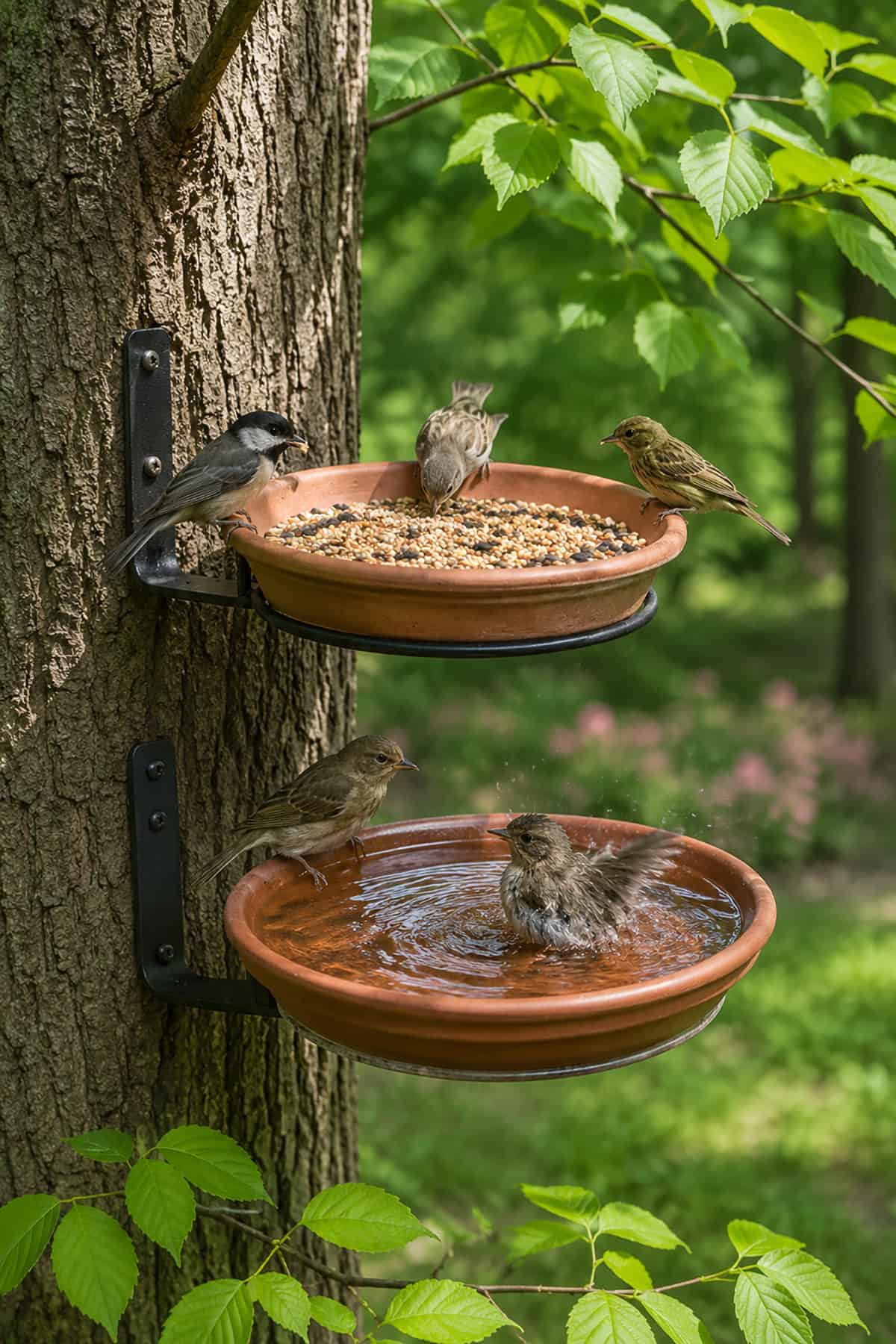 Tree Mounted Bird Bath Station