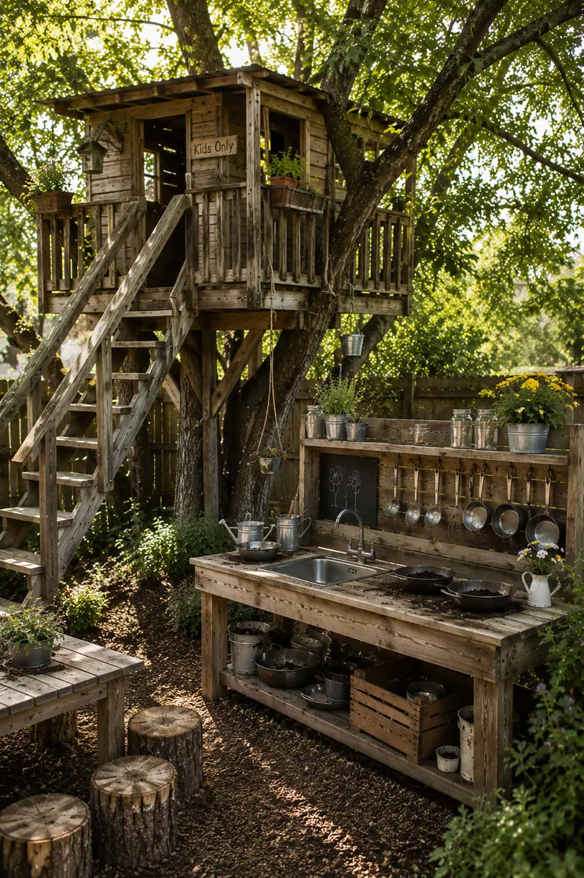 Treehouse Mud Kitchen Backyard Combo