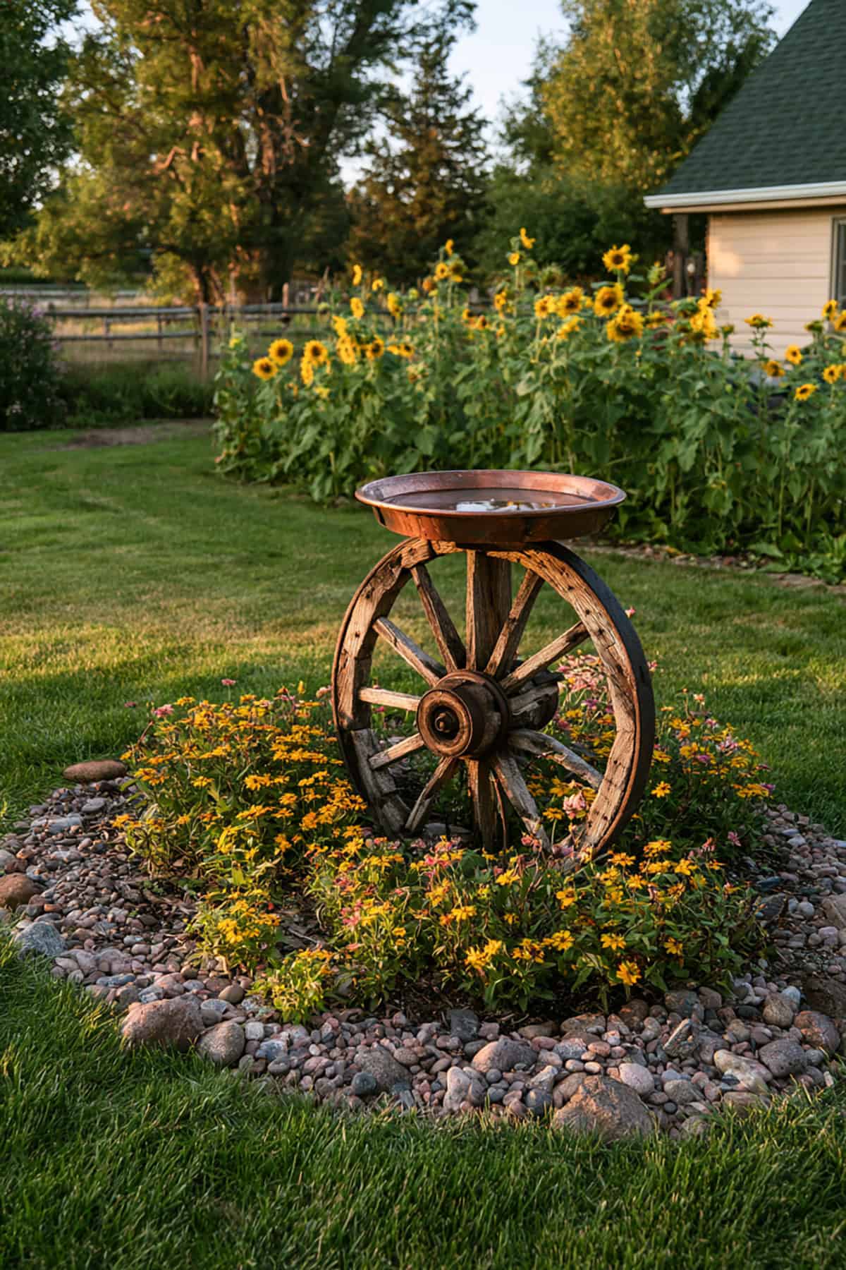 Wagon Wheel Bird Bath