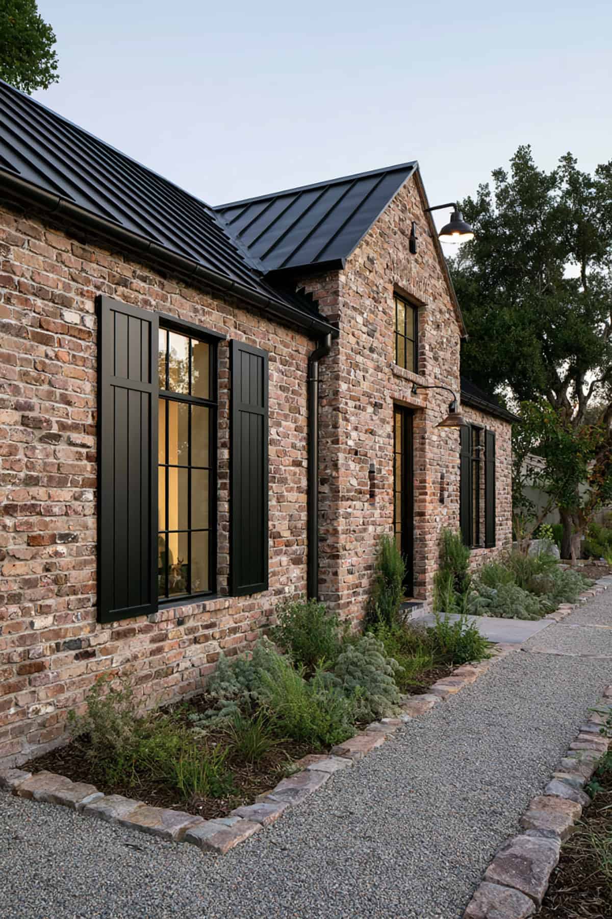 Black Board And Batten Shutters On Brick