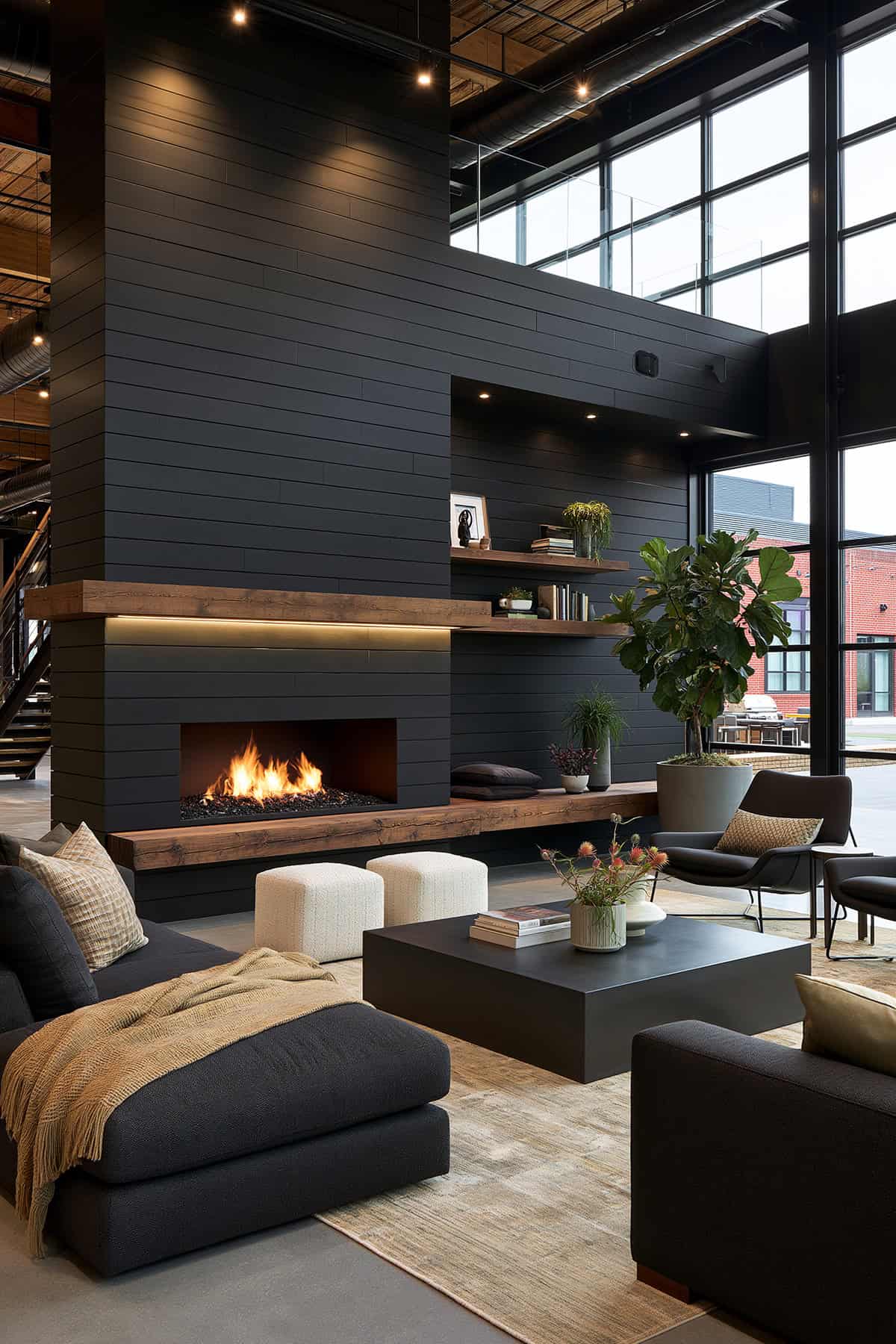 Black Shiplap Fireplace Surround