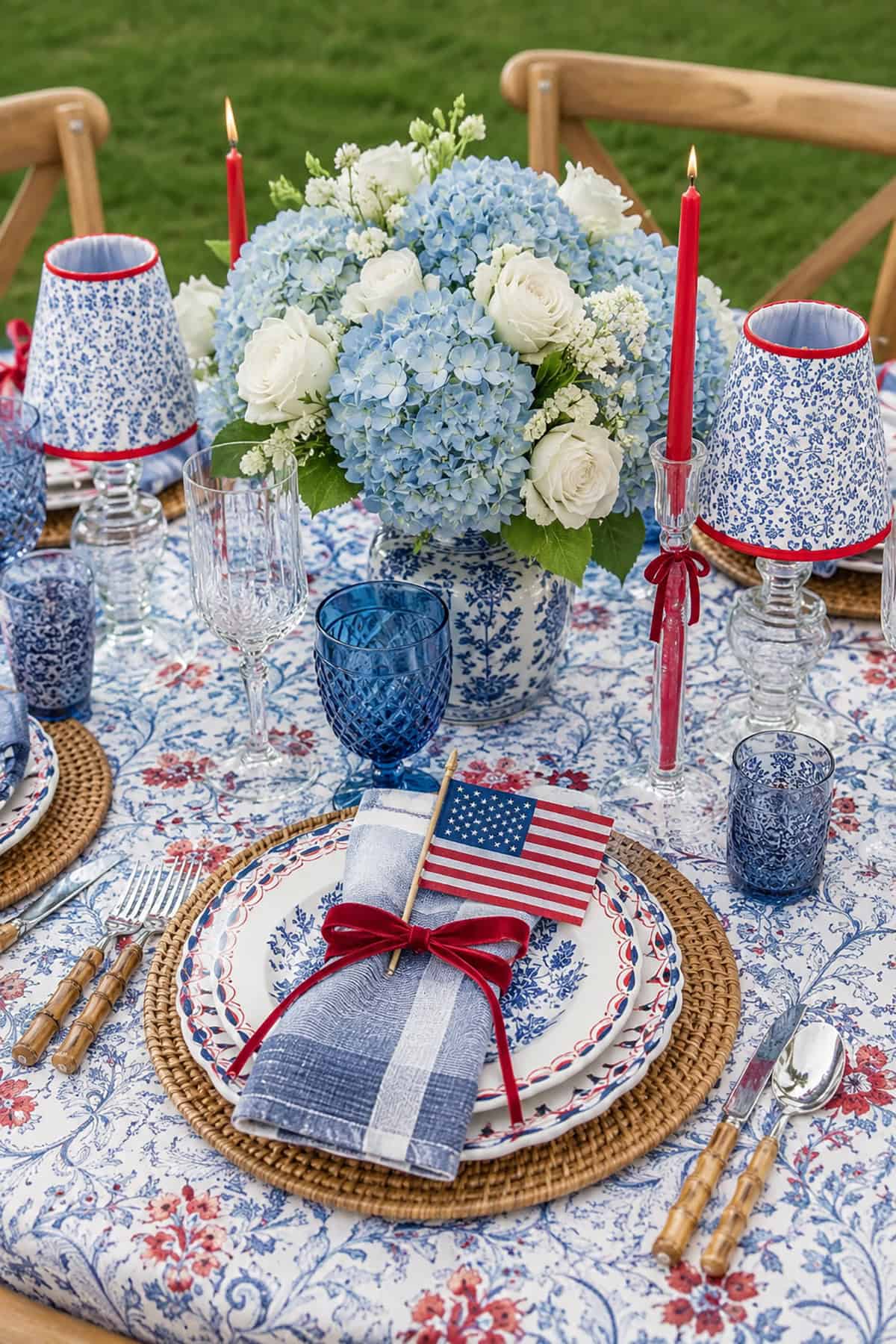 Blue Hydrangea Outdoor Centerpiece