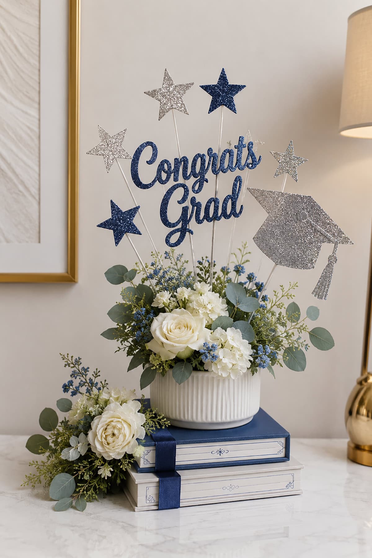 Books And Flowers Graduation Display