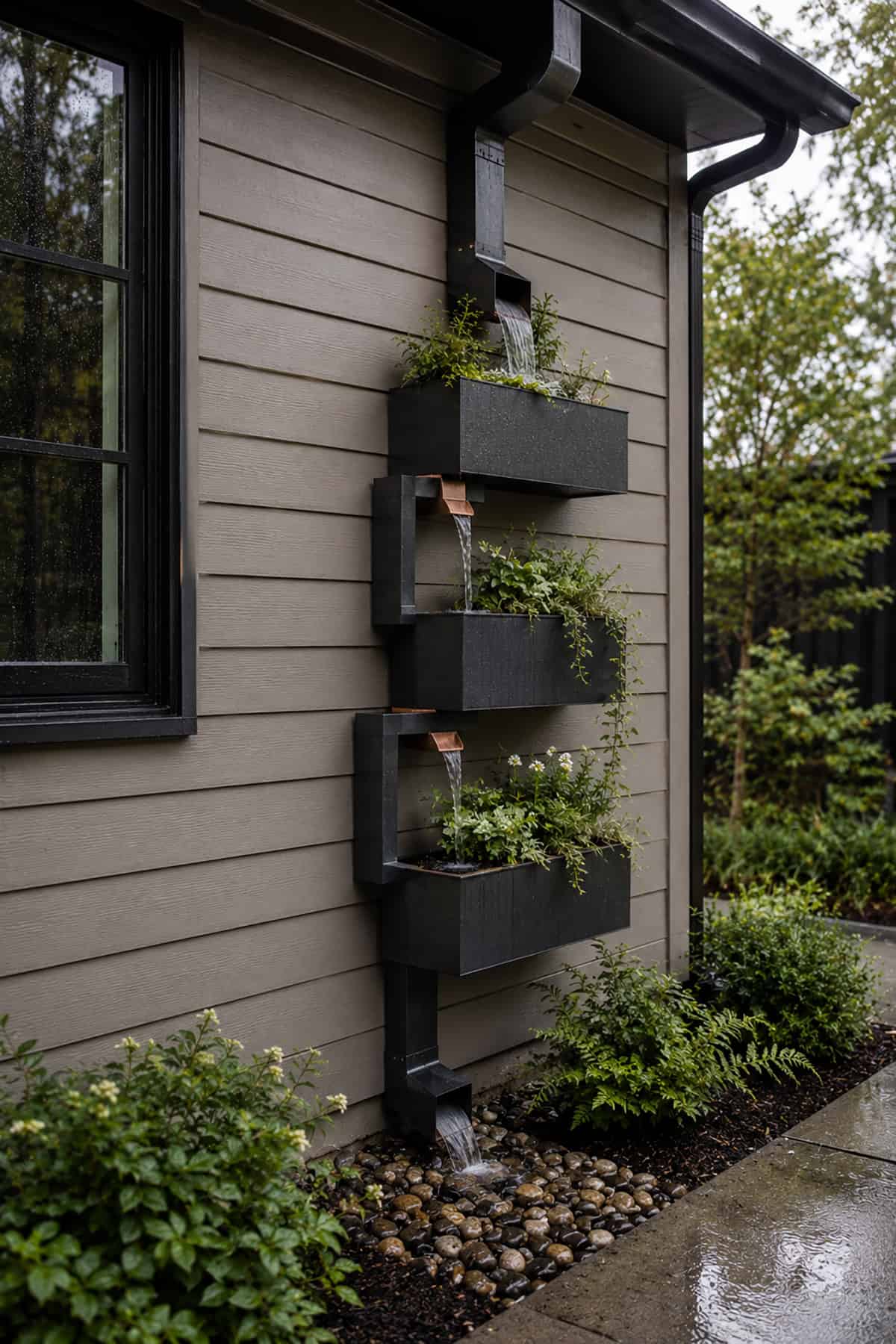 Cascading Planter Drainage Wall