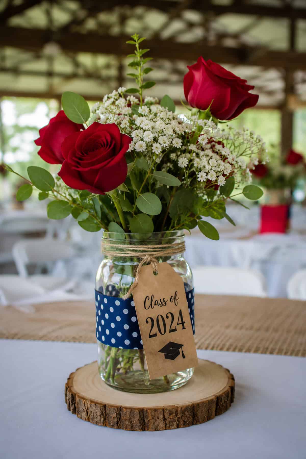 Classic Red Rose Mason Jar Centerpiece