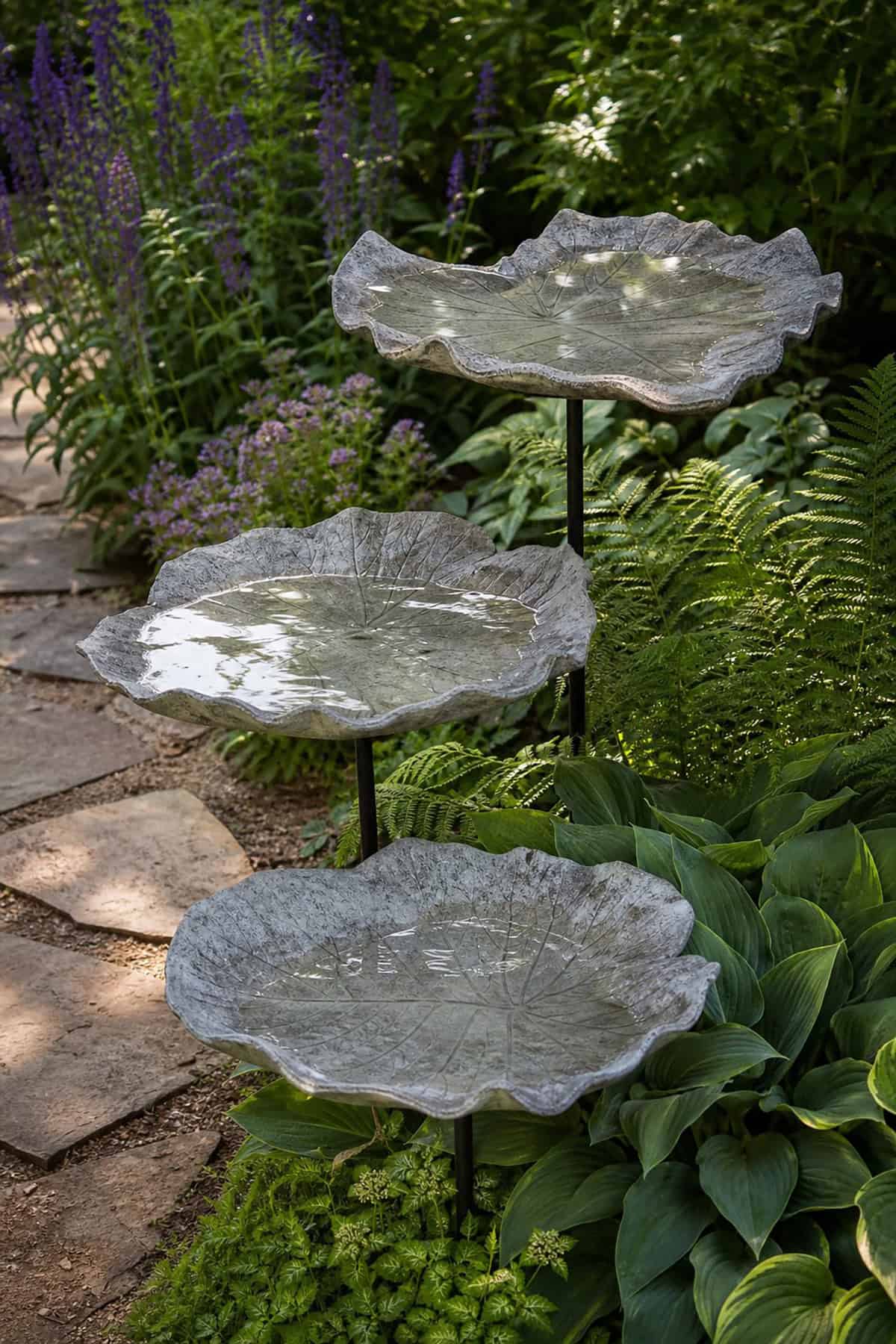 Concrete Leaf Bird Bath