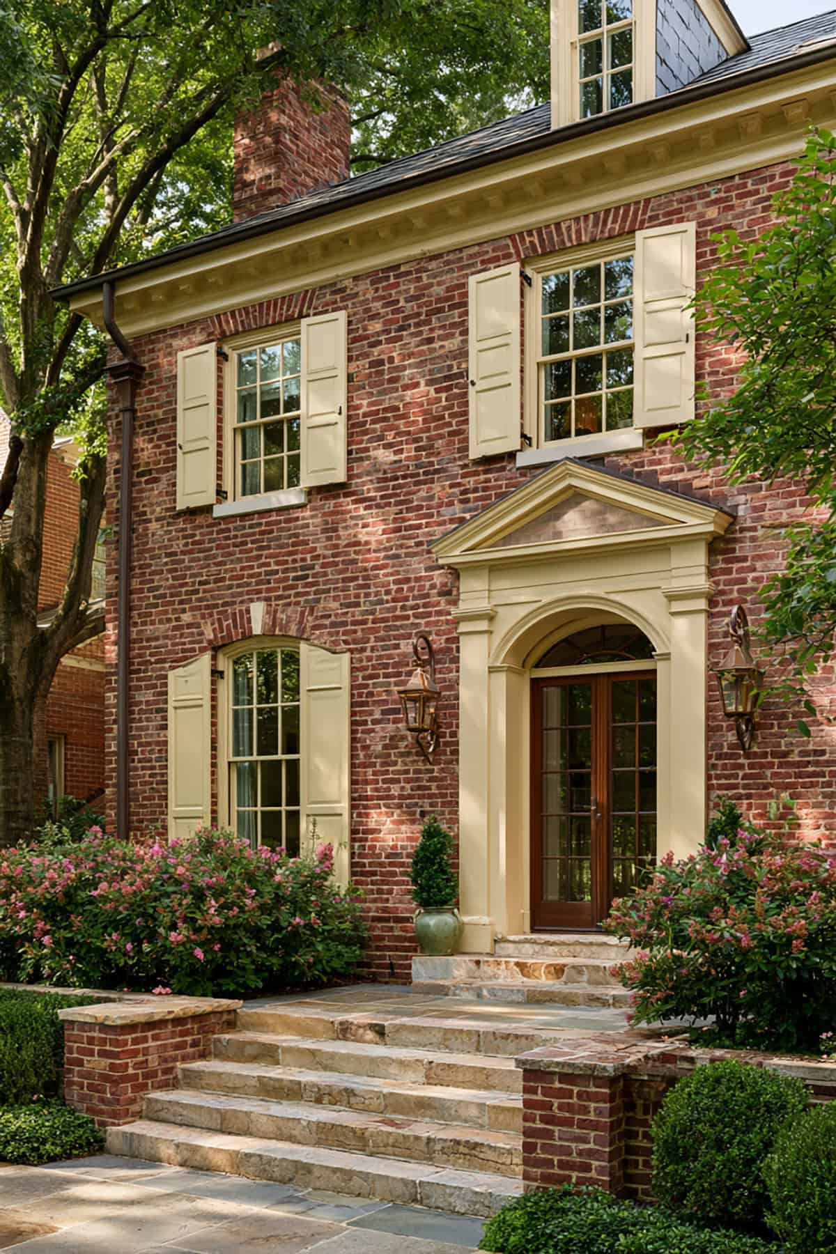 Cream Shutters On Deep Red Brick