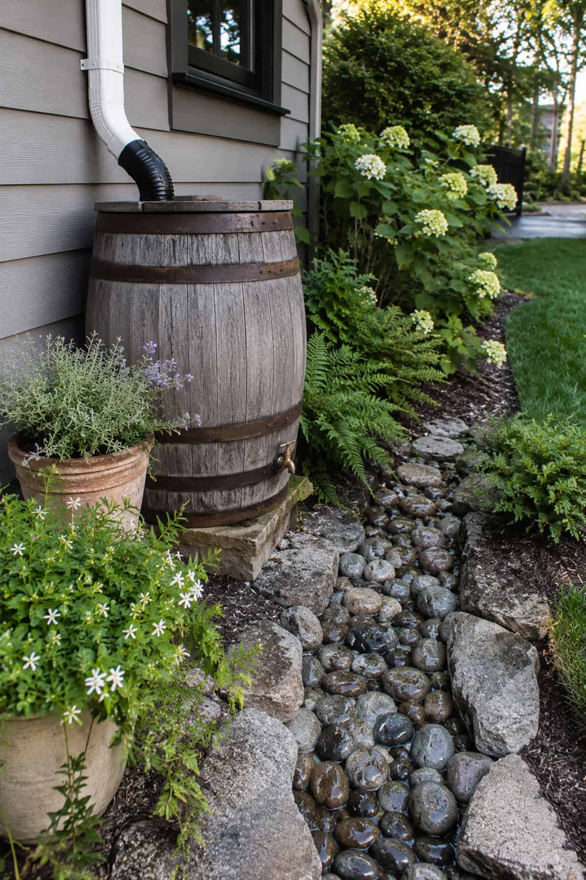 Downspout Into A Rain Barrel