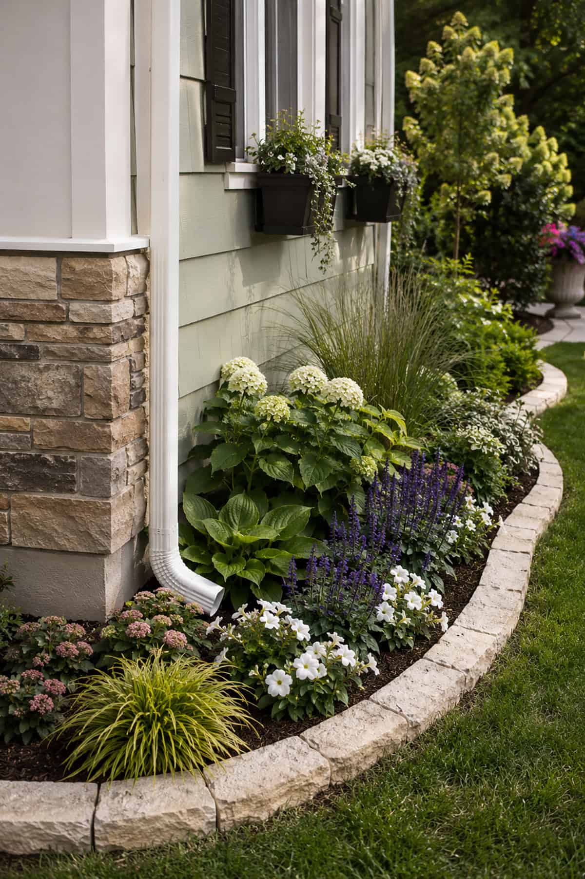 Downspout Into Rain Garden Border