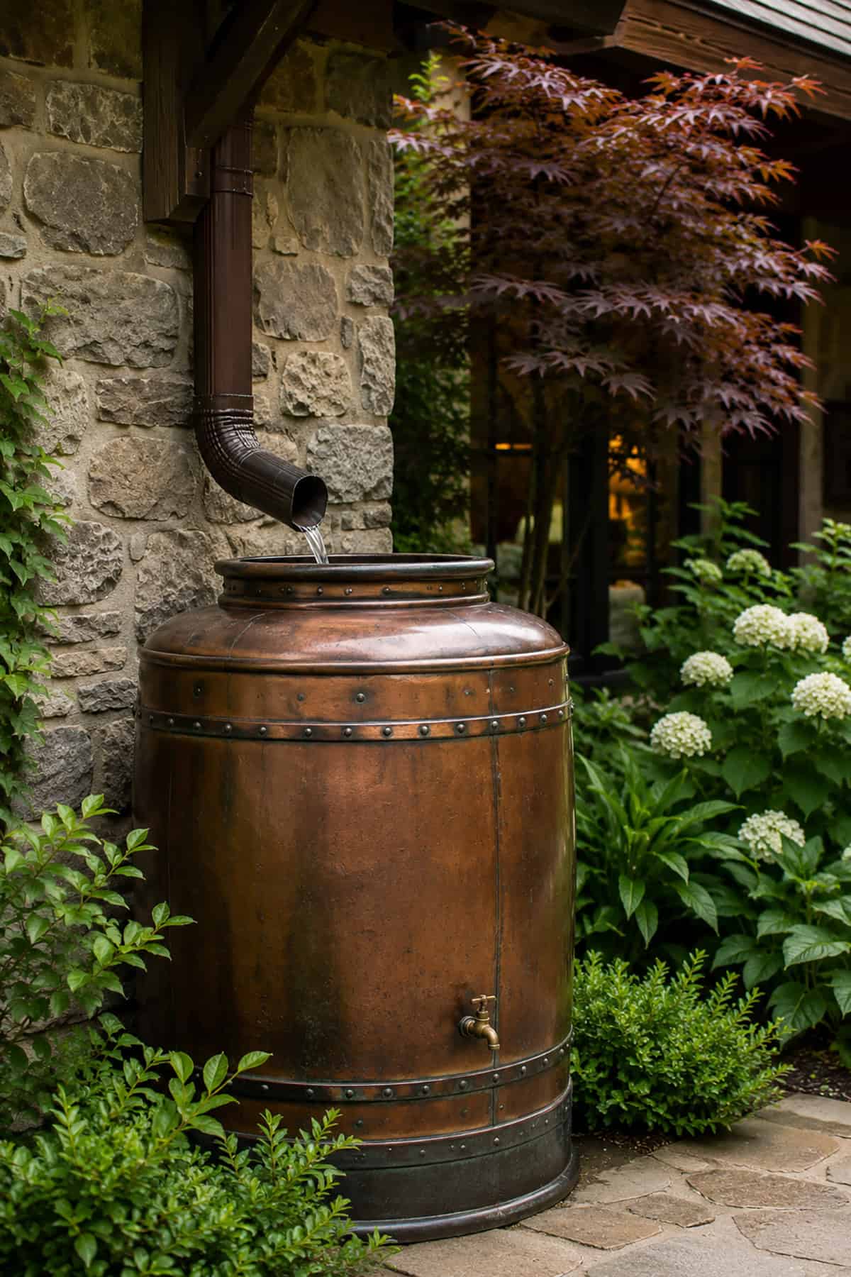 Downspout To Decorative Cistern