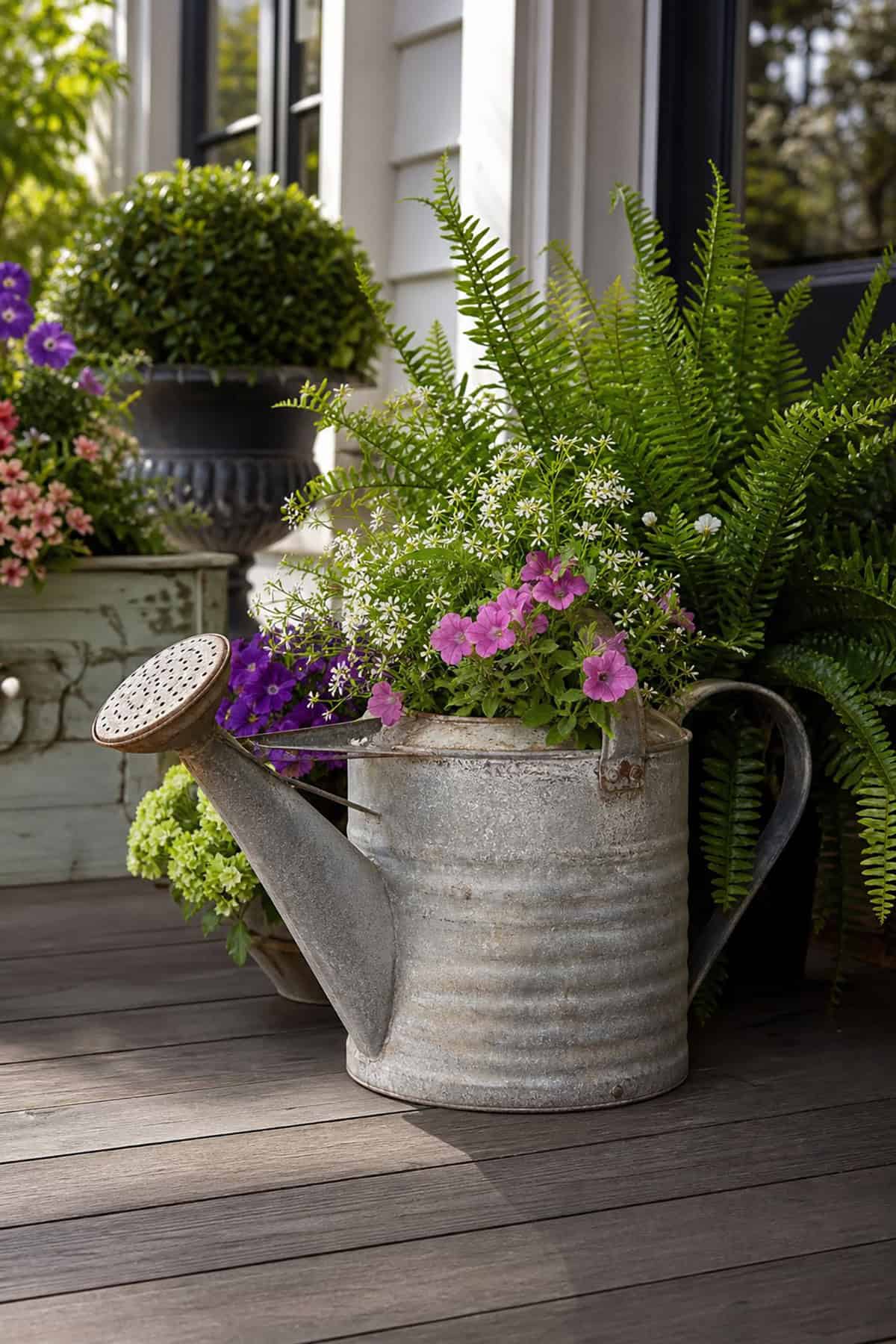 Front Door Watering Can Display
