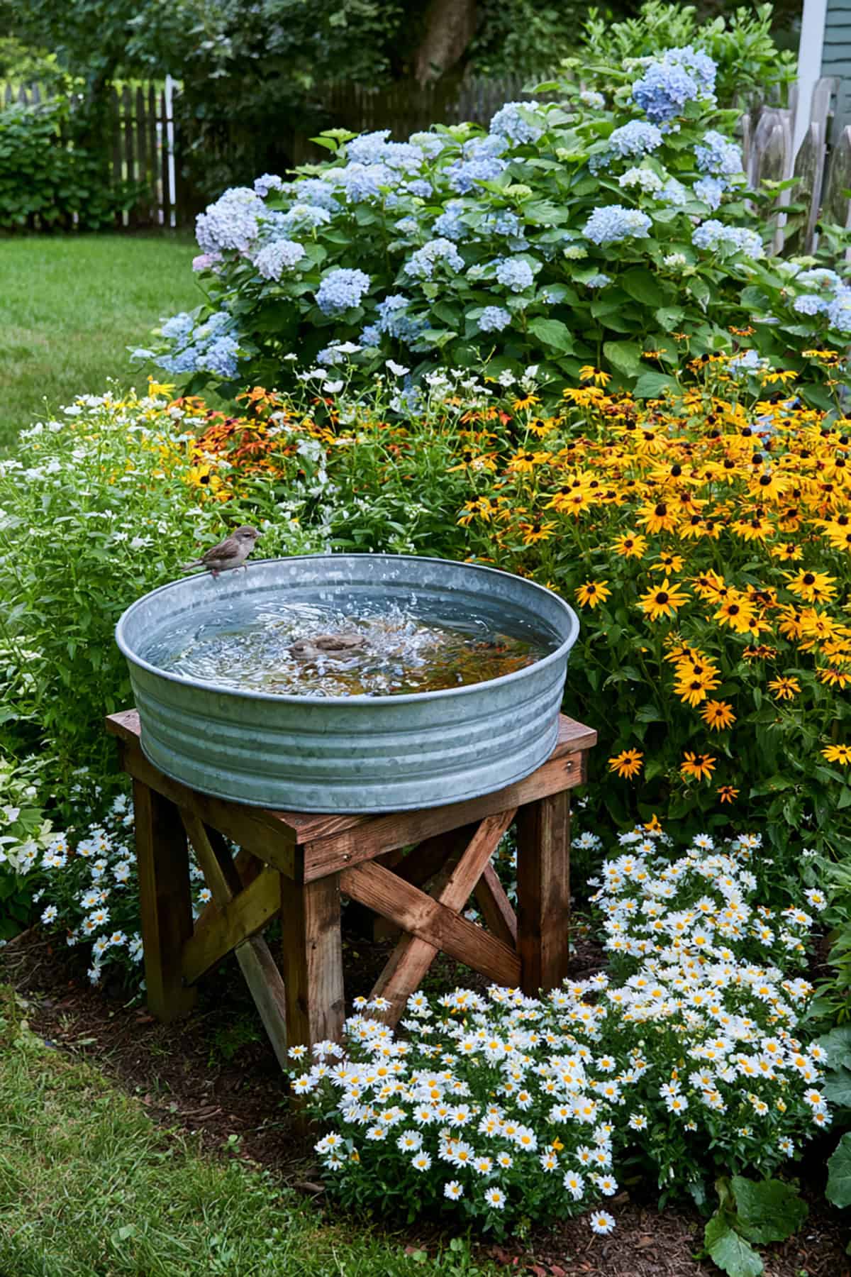 Galvanized Tub Bird Bath