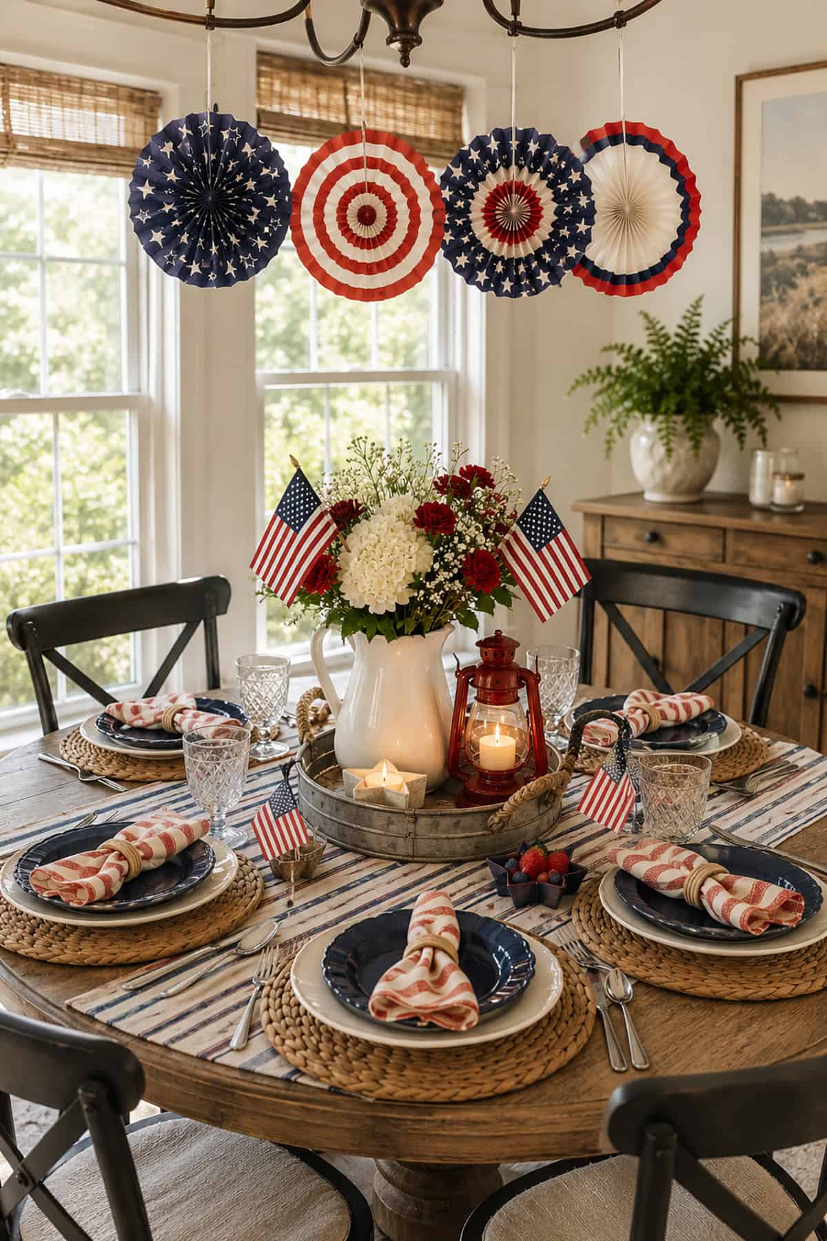Hanging Fan Patriotic Tablescape