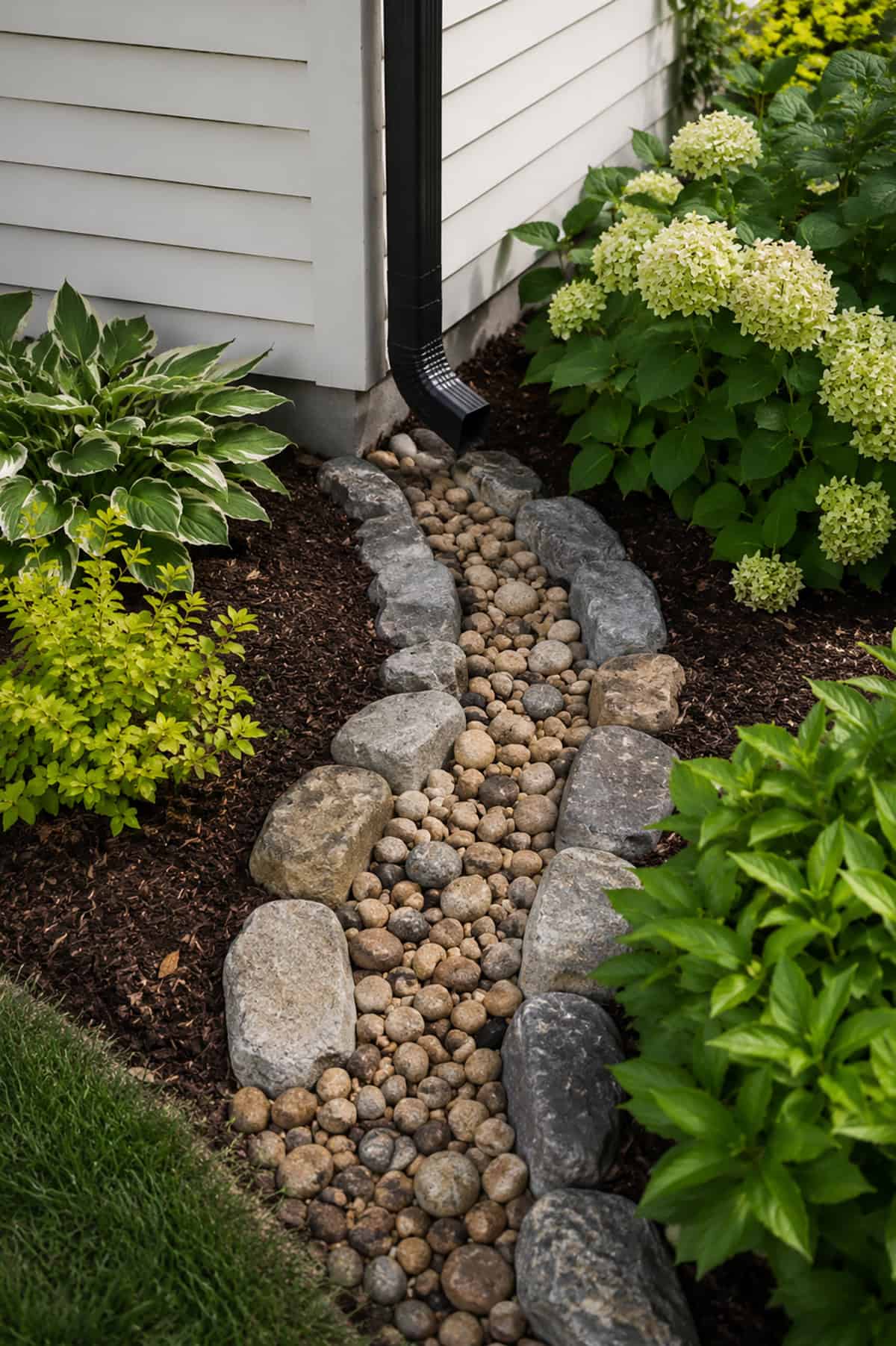 Mini Dry Creek Drainage Channel