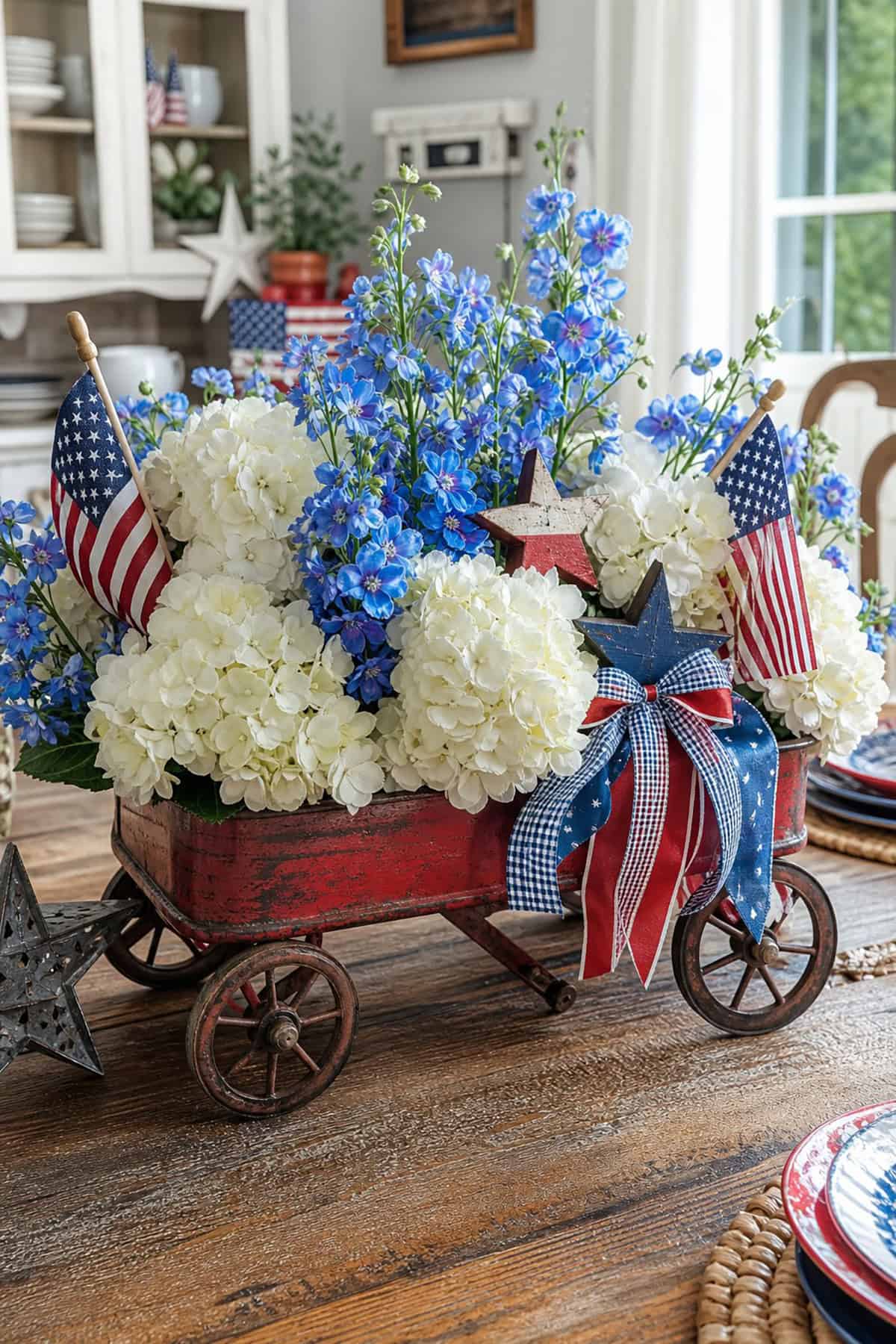 Mini Red Wagon Patriotic Display