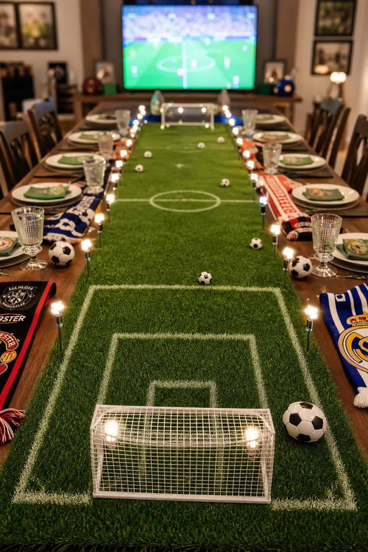 Mini Soccer Field Table Runner Centerpiece