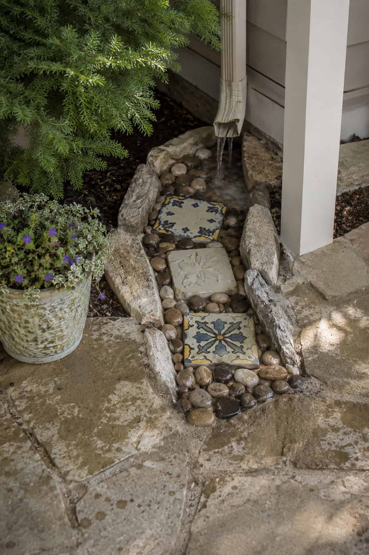 Mosaic Downspout Waterway