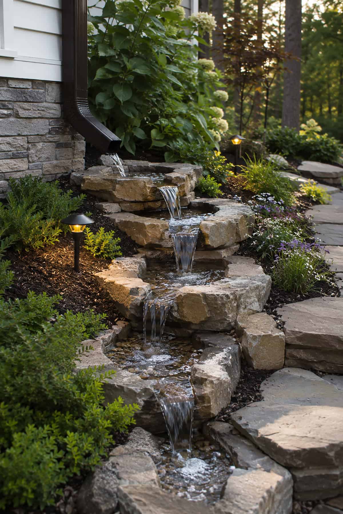 Multi Level Stone Water Channel