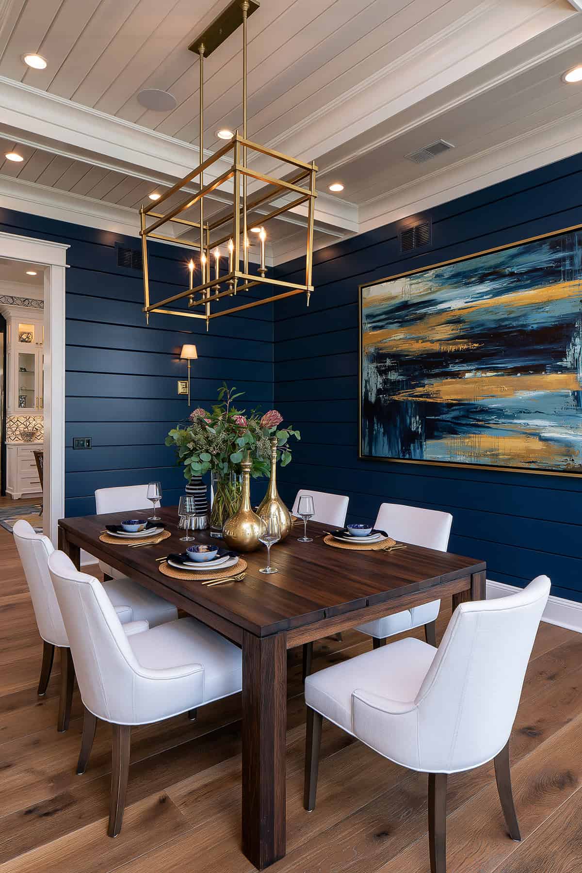 Navy Blue Shiplap Dining Room