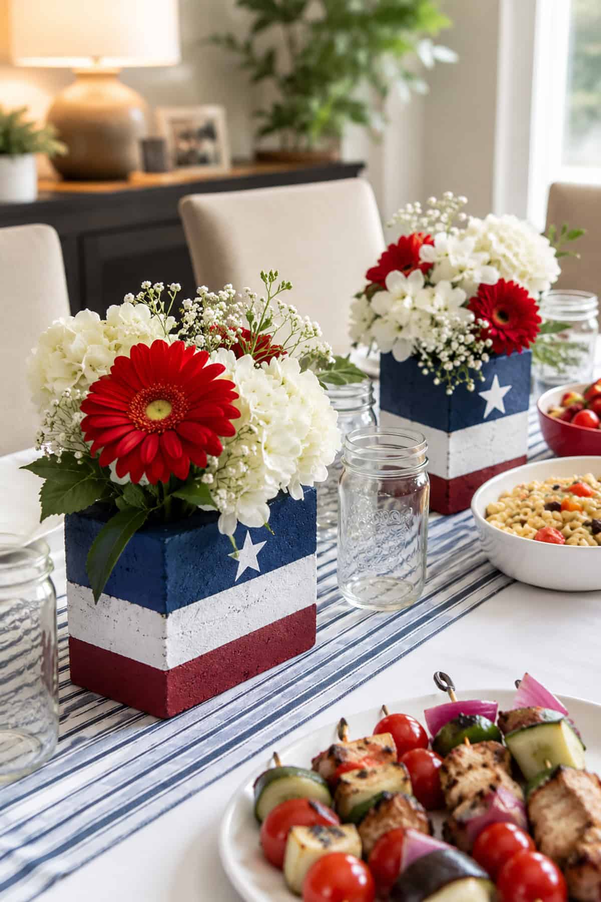 Painted Wood Block Hydrangea Table Box Display