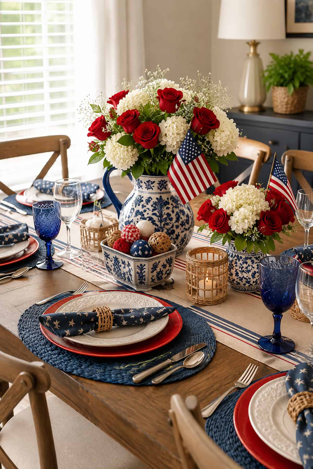 Patriotic Floral Pitcher Centerpiece