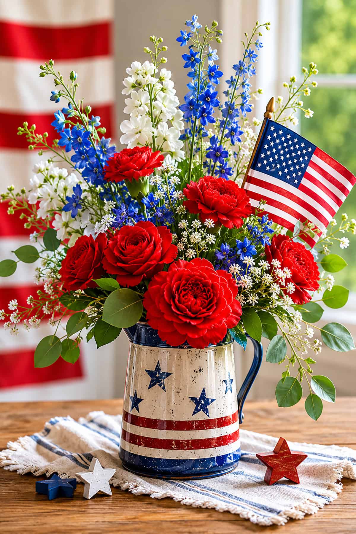 Patriotic Wildflower Pitcher Centerpiece