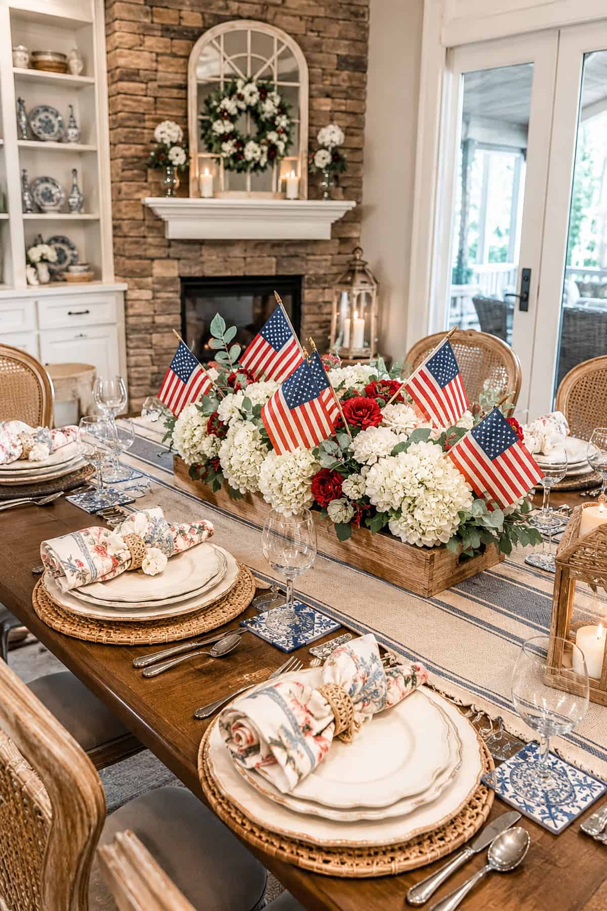Patriotic Wooden Box Floral Centerpiece
