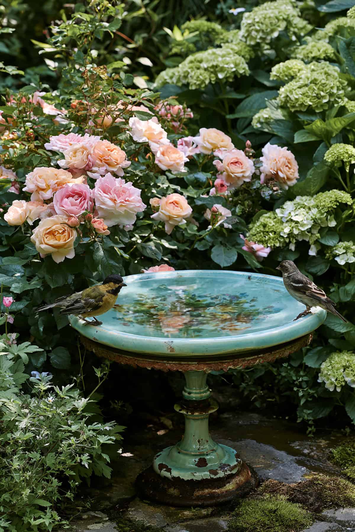 Repurposed Cake Stand Bird Bath