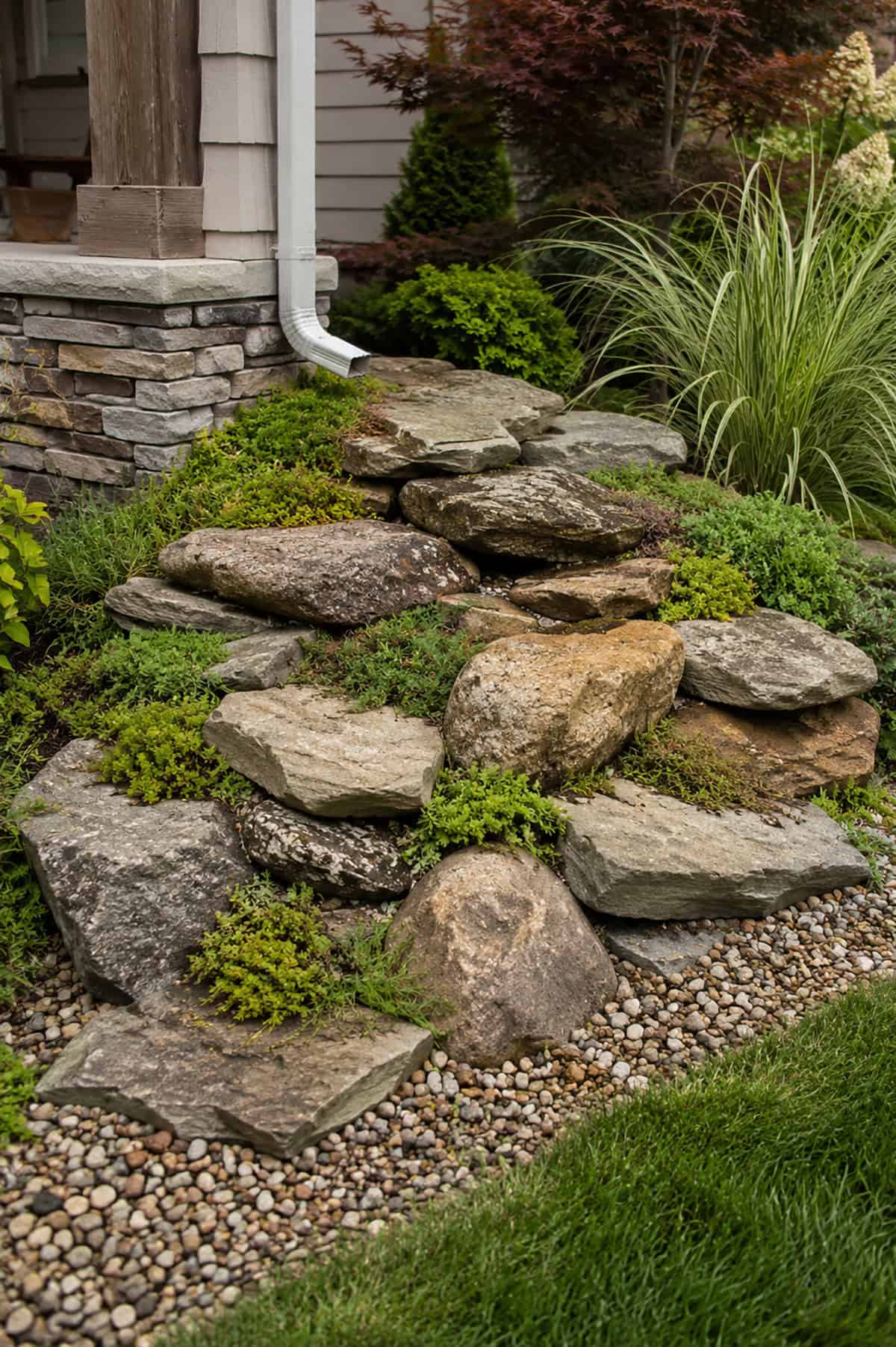Rock Cascade Drainage Garden
