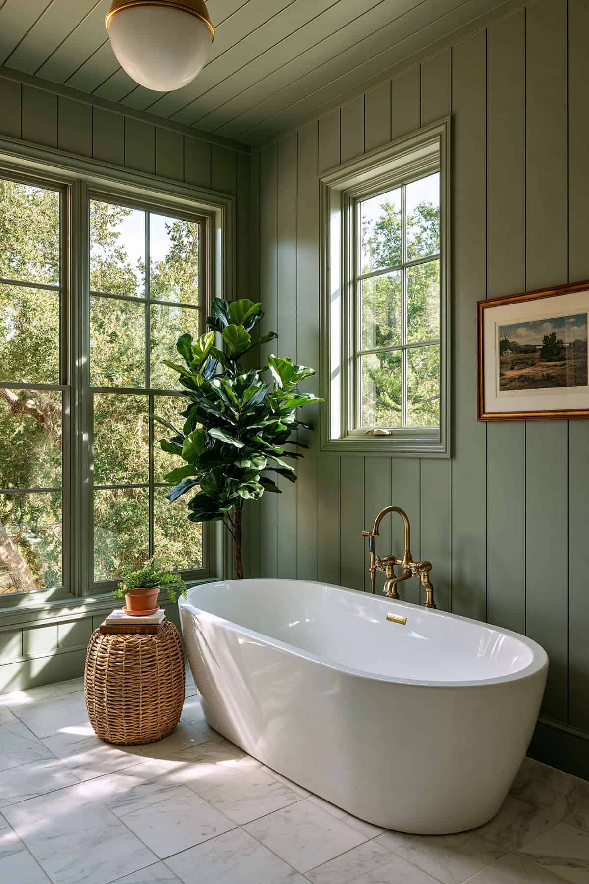 Sage Green Shiplap Bathroom Wall
