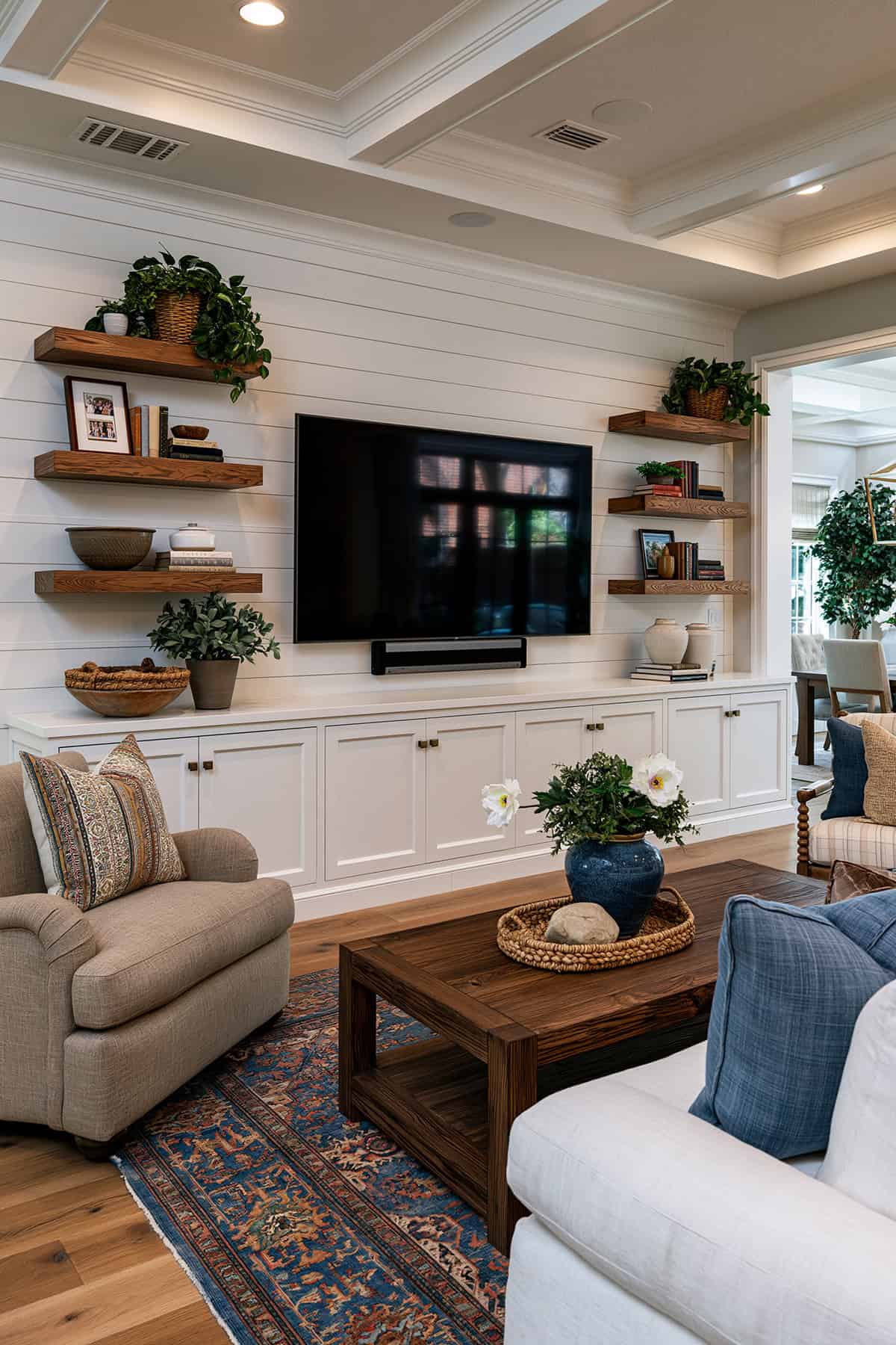 Shiplap Accent Wall Around A TV