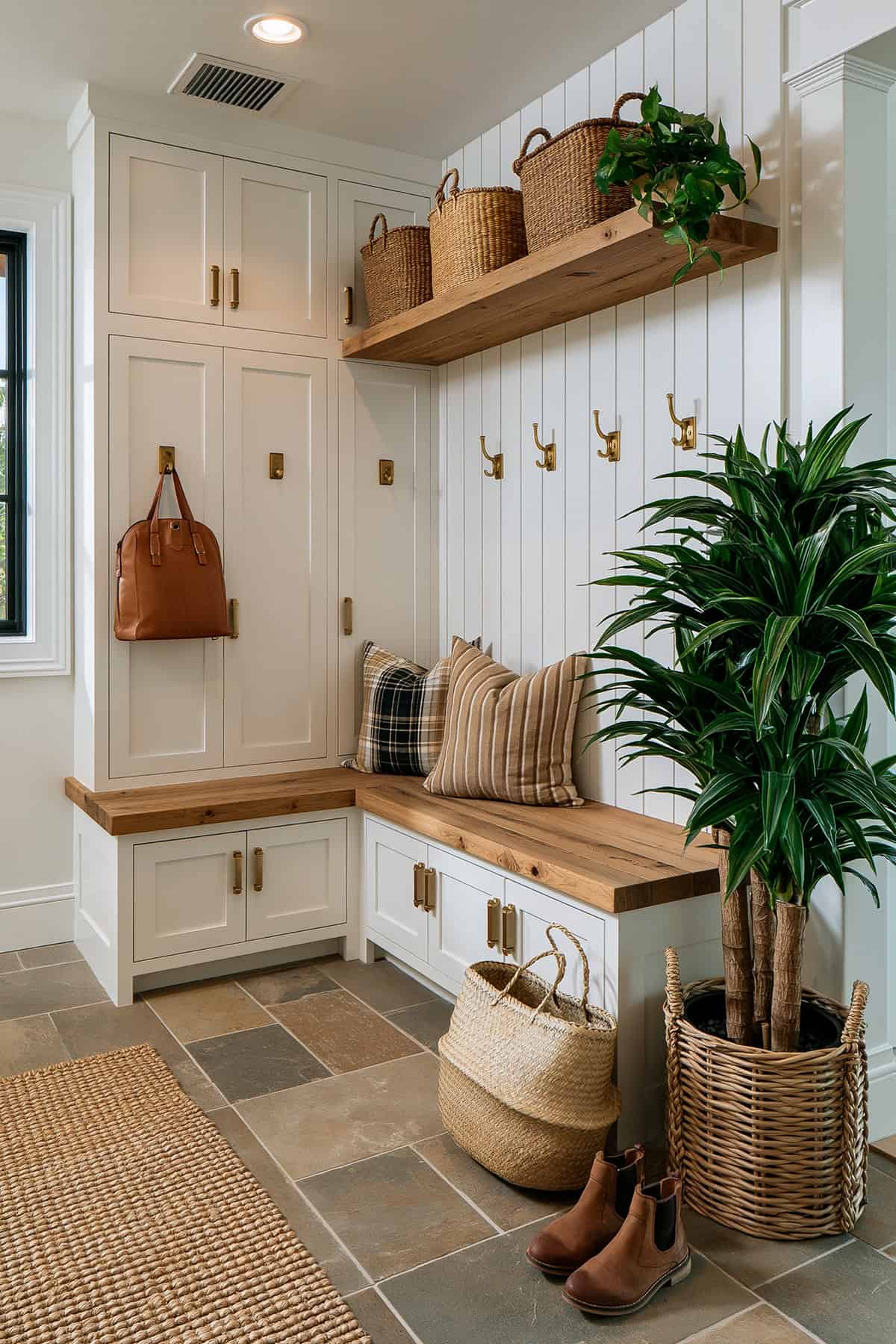 Shiplap Mudroom Drop Zone
