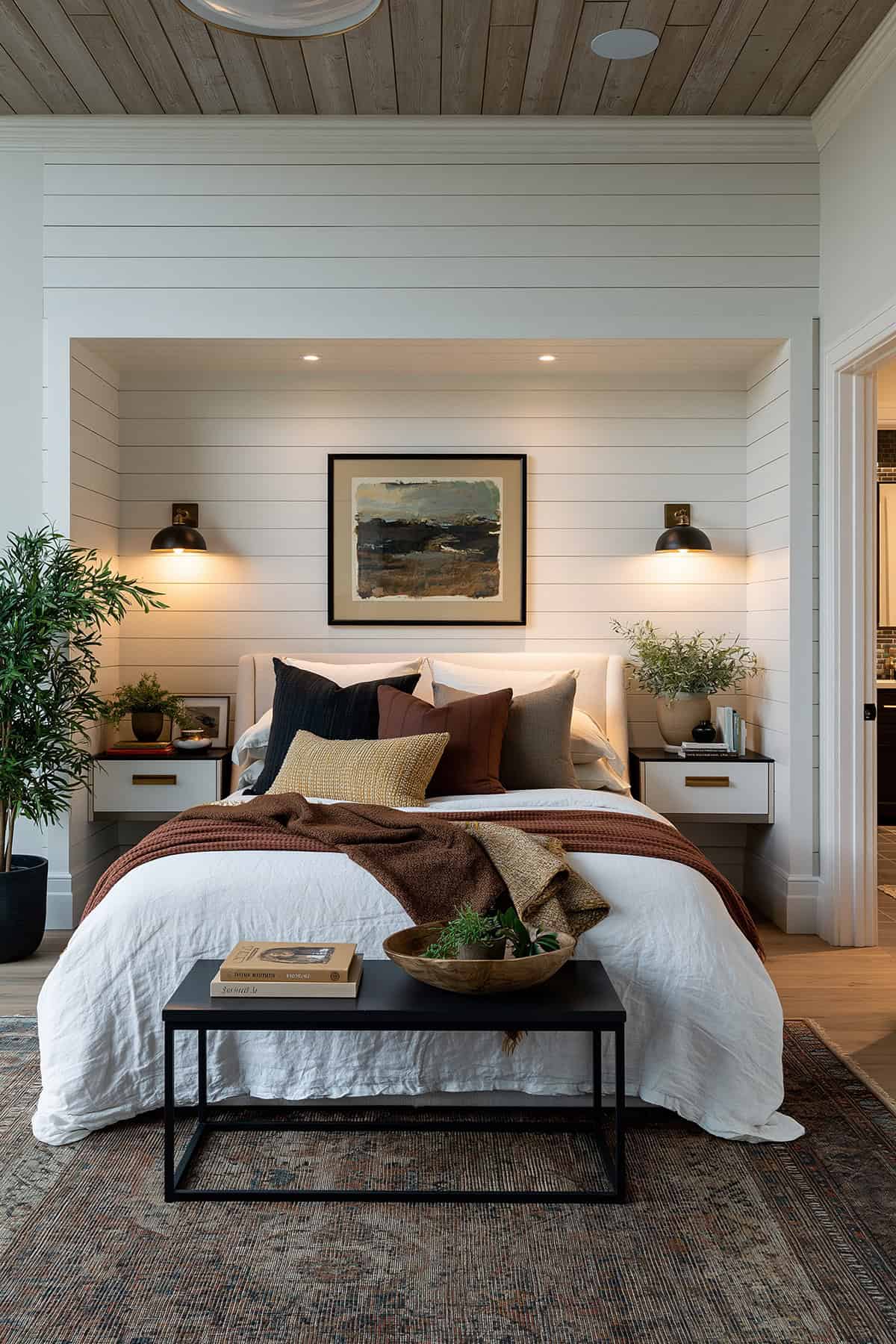 Shiplap Wall Framing A Bed Niche