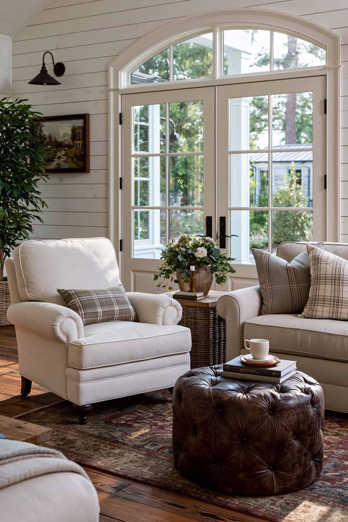 Shiplap Wall Surrounding French Doors