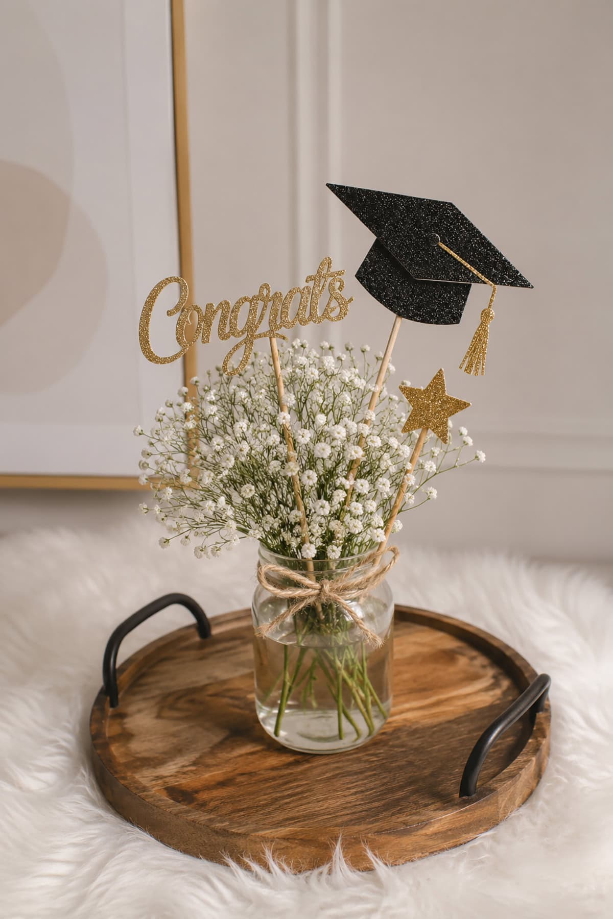 Simple Baby’s Breath Graduation Mason Jar