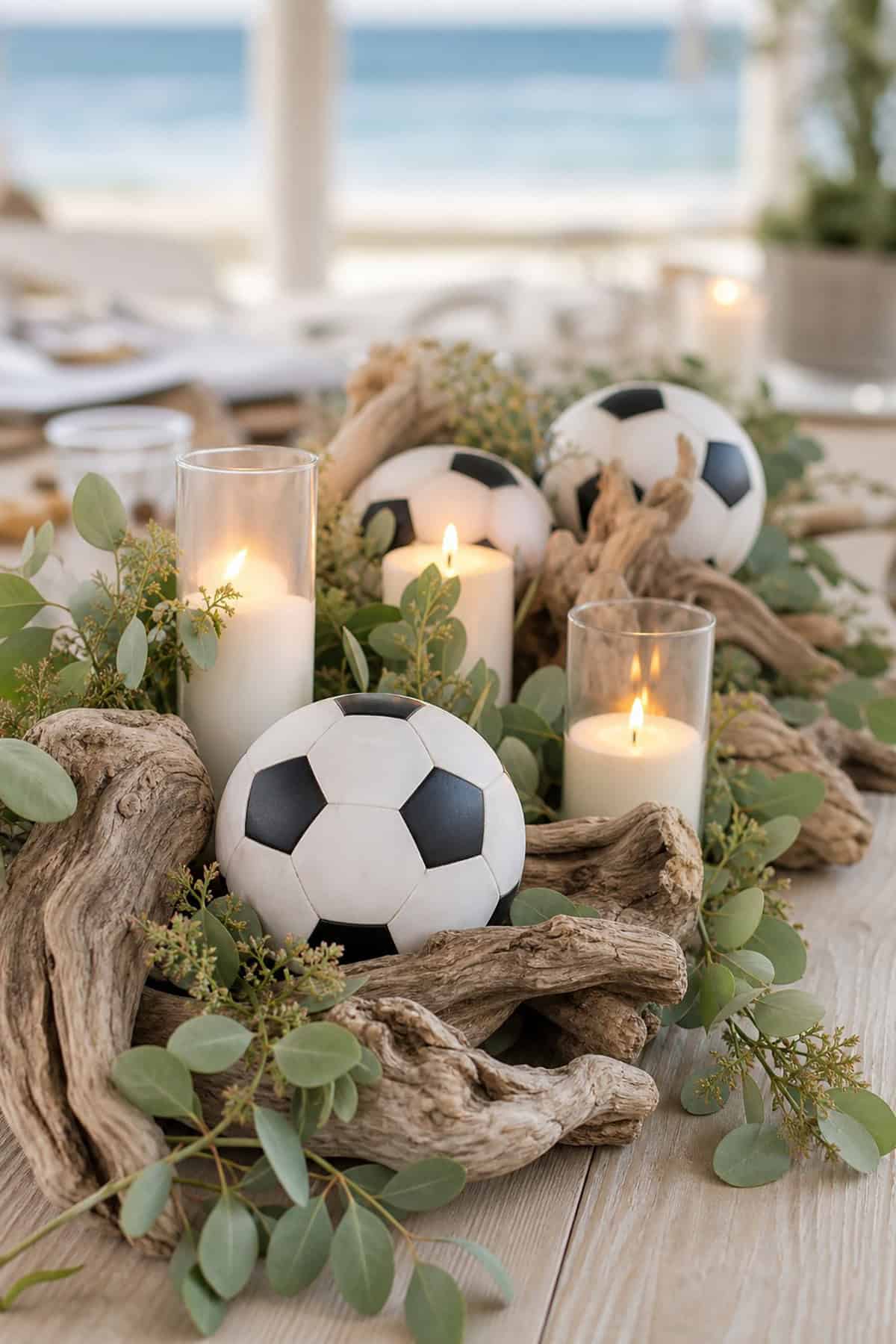 Soccer And Driftwood Centerpiece